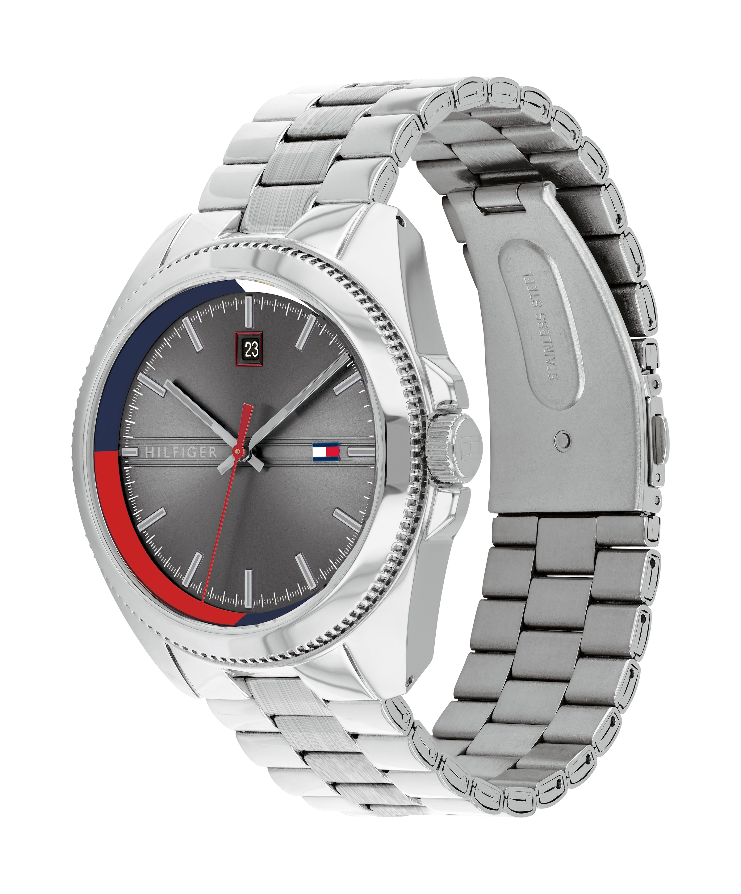 Tommy Hilfiger Quarzuhr »RILEY« Armbanduhr, Herrenuhr, Edelstahlarmband, analog
