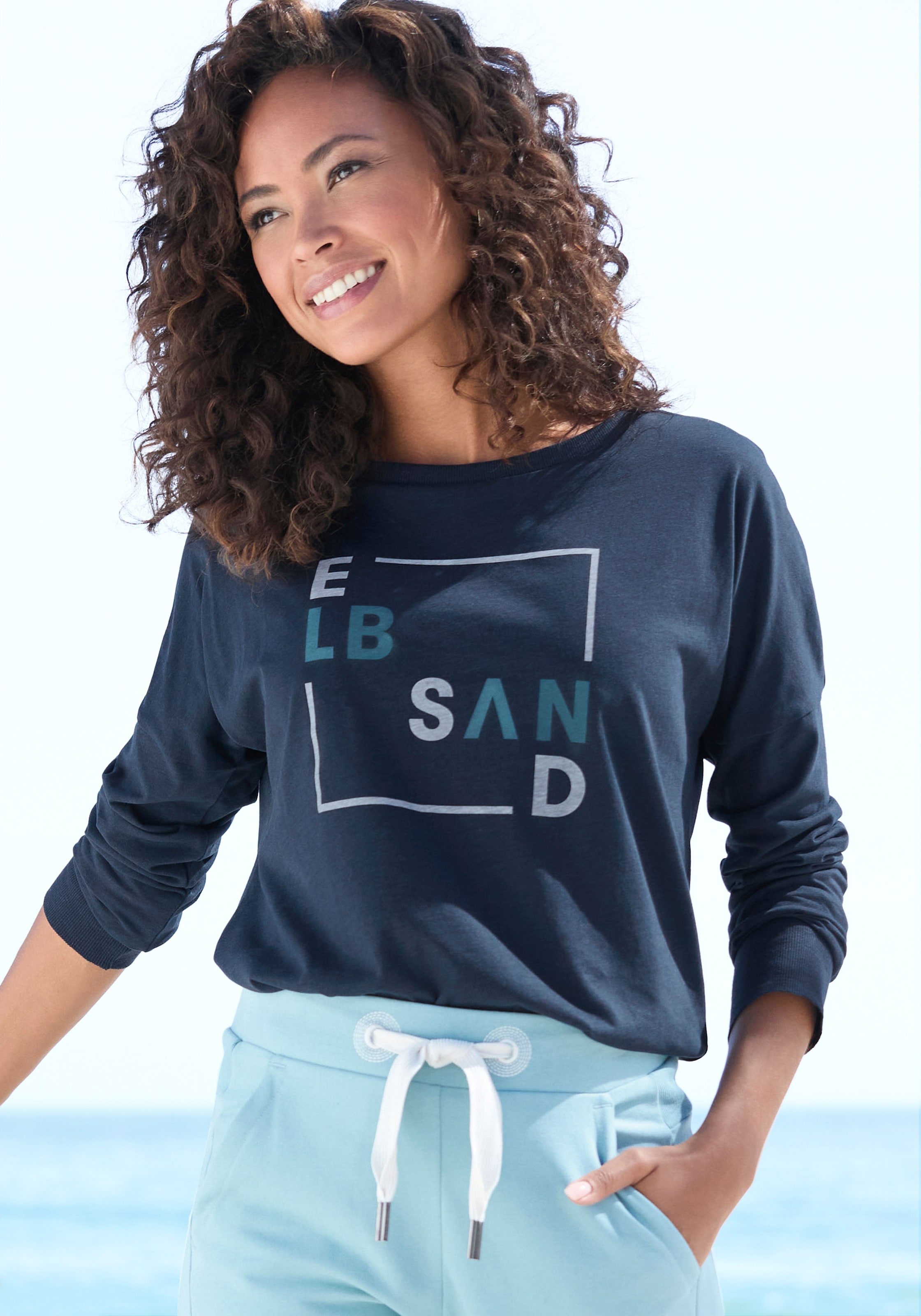 Elbsand Langarmshirt "Iruna" mit Frontdruck, Longsleeve, lockerer Schnitt günstig online kaufen