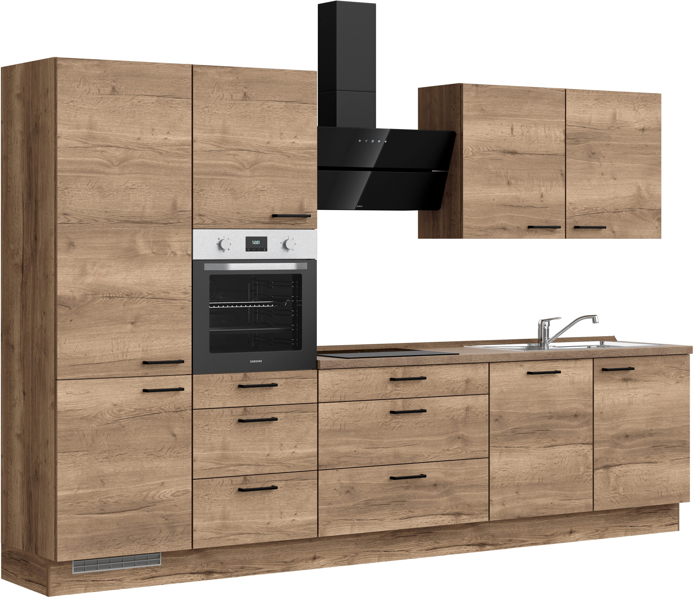 nobilia® Küchenzeile »"Structura II"«, vormontiert, Ausrichtung wählbar, Breite 330 cm, wahlw. mit E-Geräten