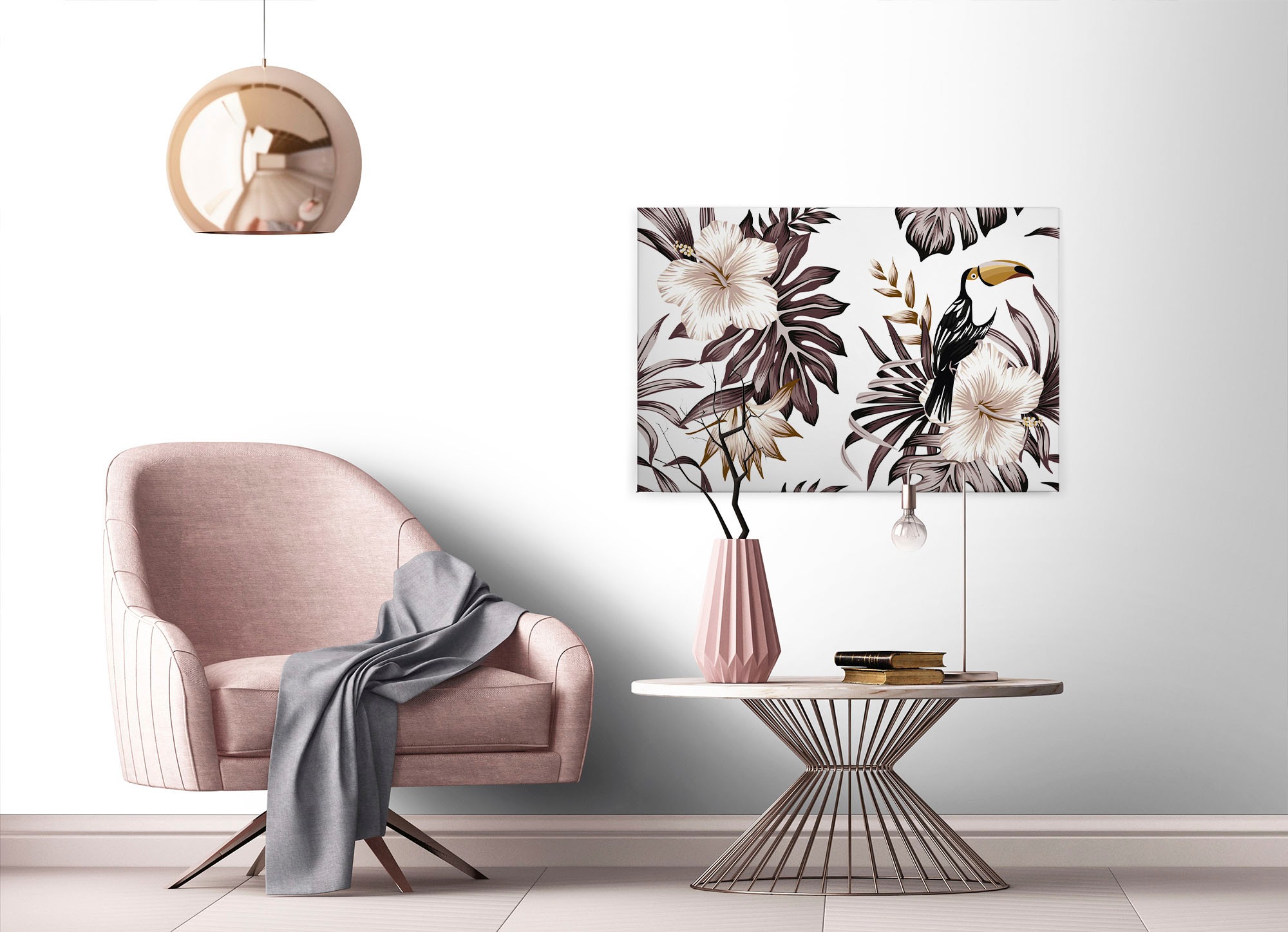 Hibiskus Leinwandbild (1 Création A.S. »Toucan«, Keilrahmen Palmenblätter | Dschungel Blumen, kaufen BAUR St.),