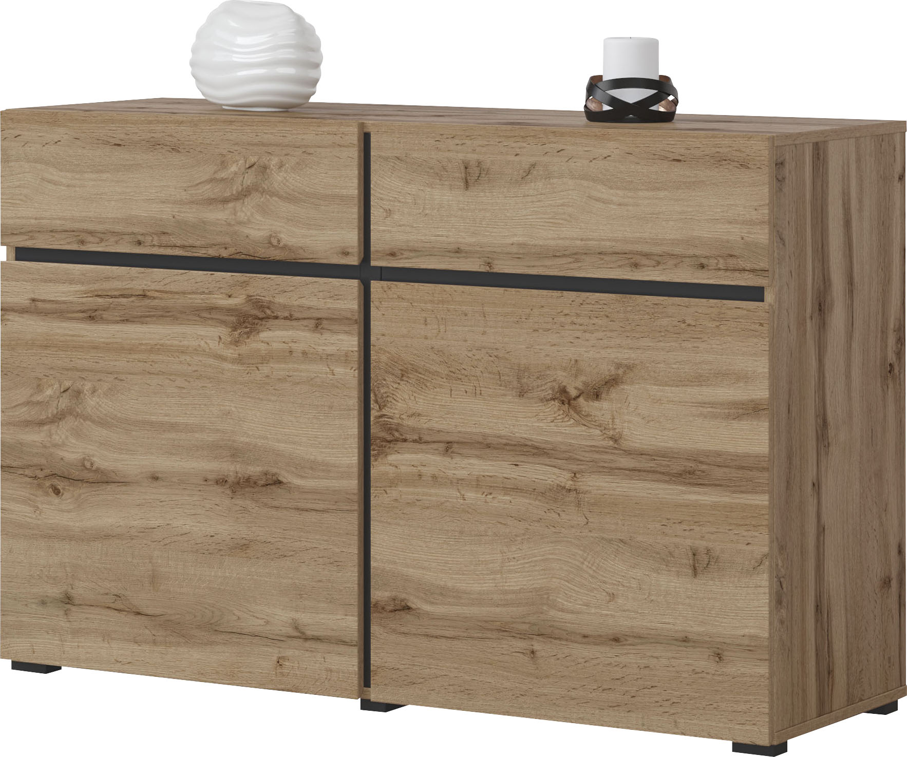 Thumbnail - OTTO home Sideboard "Cross,Breite 119,5 cm, moderne grifflose Kommode,2 Türen/2 Schubkästen" Schubladenschrank,Anrichte ...