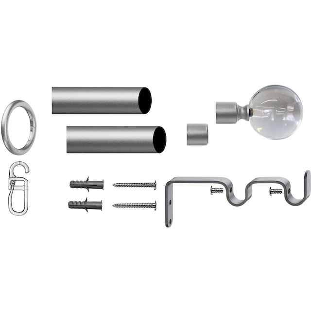 indeko Gardinenstange »Kugel Glas klar«, 2 läufig-läufig, Fixmaß, Komplett- Set inkl. Ringen und Montagematerial | BAUR