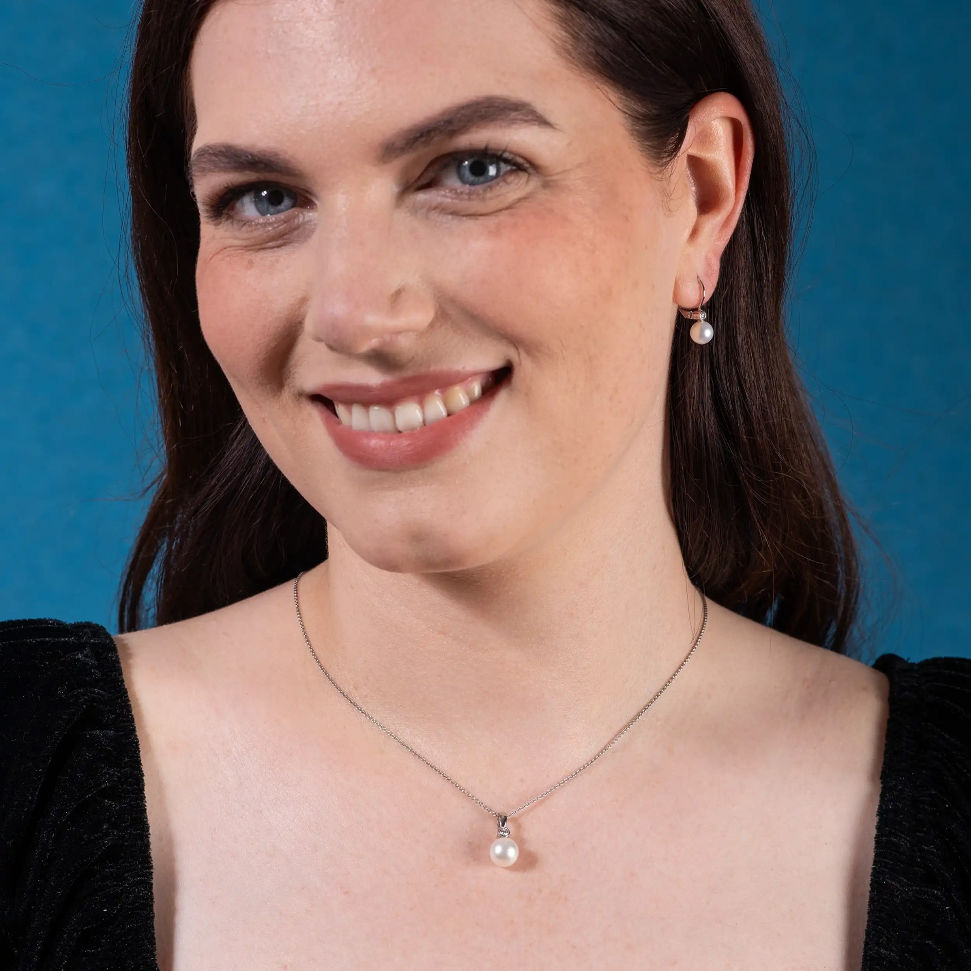 LYOMI Kette mit Anhänger »585/- Weißgold synth. Diam. 0,10 ct. Perle«