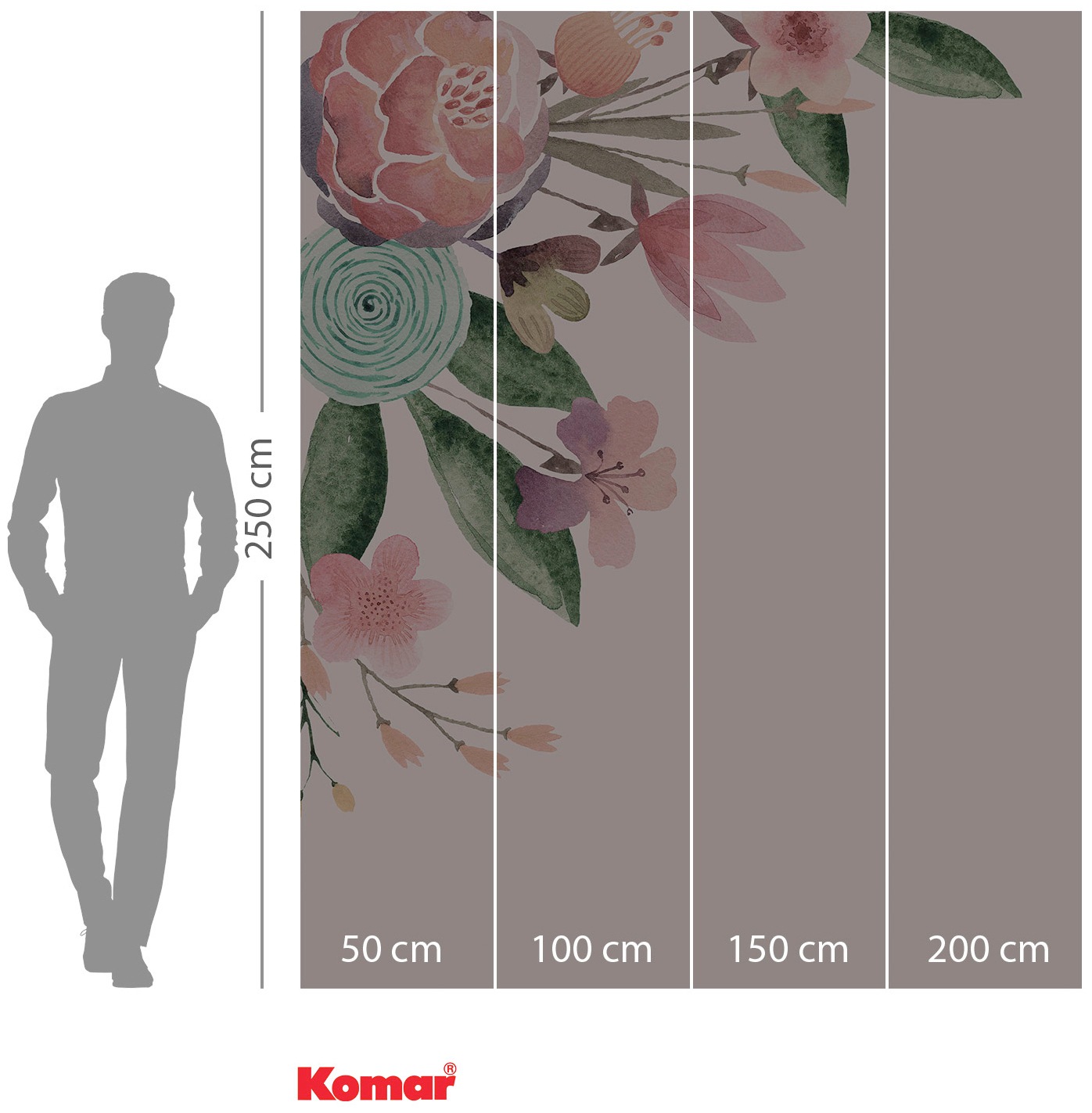 Komar Vliestapete »Digitaldruck Vlies - Fleur Bisou - Größe 200 x 250 cm«, bedruckt, Wohnzimmer, Schlafzimmer