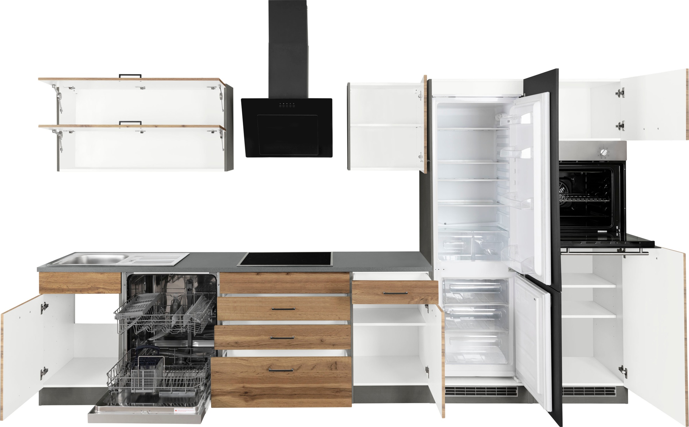 KOCHSTATION Küchenzeile »KS-Trier«, mit E-Geräten, Breite 360 cm