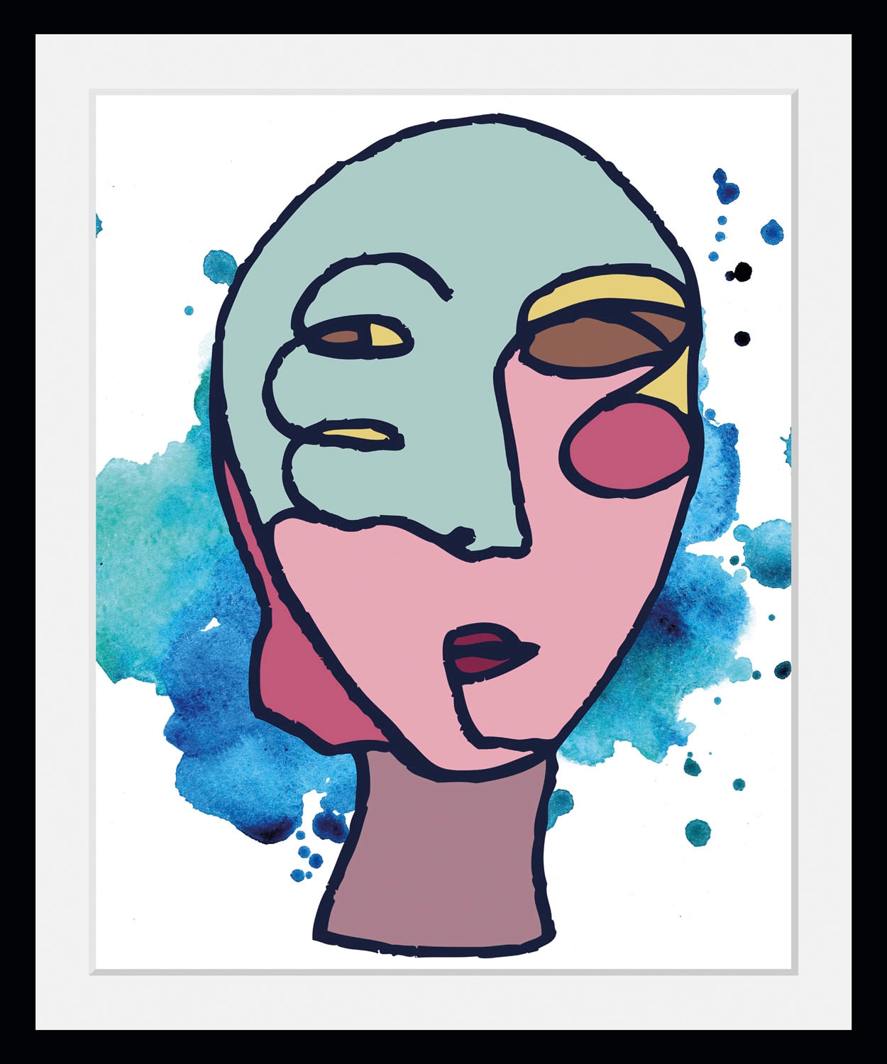 queence Bild »Marlick«, Abstrakt-Kunst-Figuren-Gesicht, (1 St.), HD Premium Poster-Druck inkl. Holzrahmen