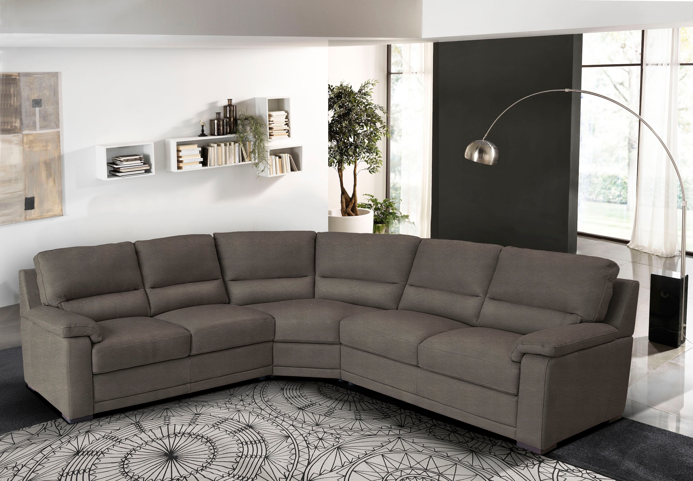 Egoitaliano Ecksofa "Doris, modernes Designerecksofa in hochwertigen Microfaserqualitäten" edle Detailverarbeitung, wahlweise fleckenabweisend oder in Lederoptik