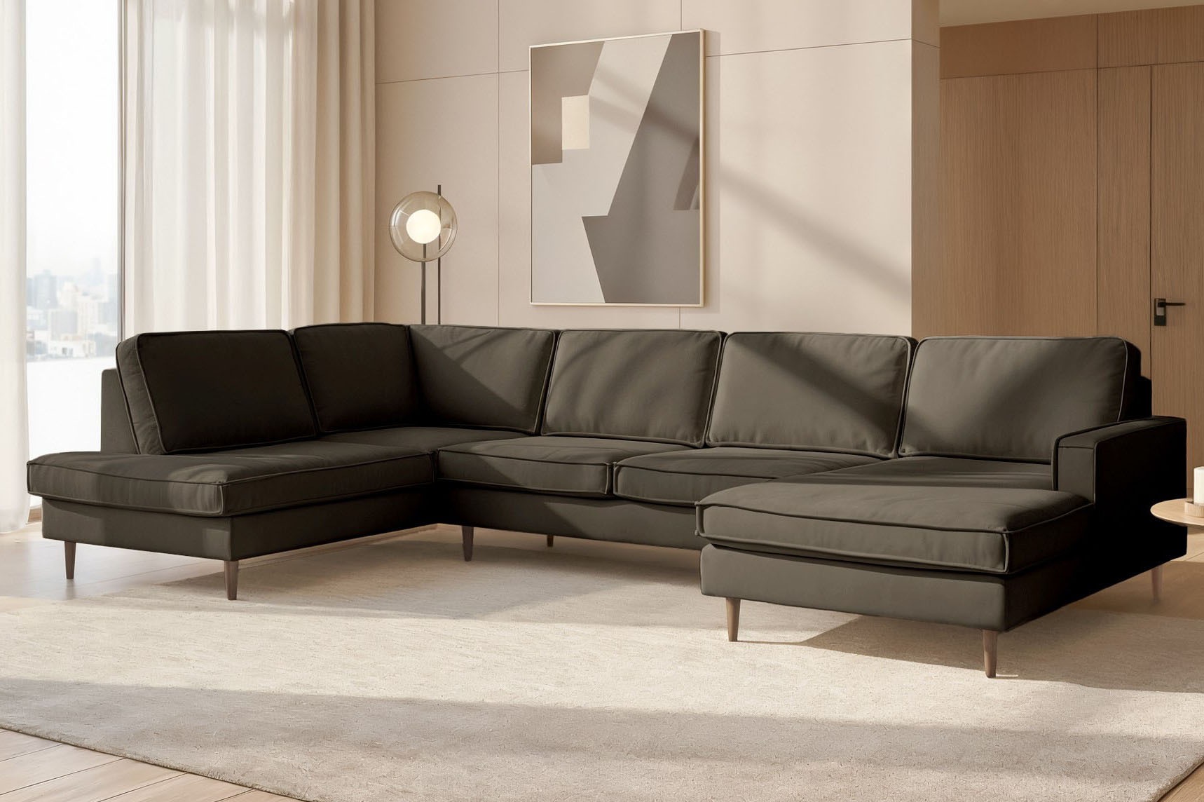 Home affaire Wohnlandschaft "Pinto Skandi, 350 cm, U-Form, XXL, mit Ottoman günstig online kaufen