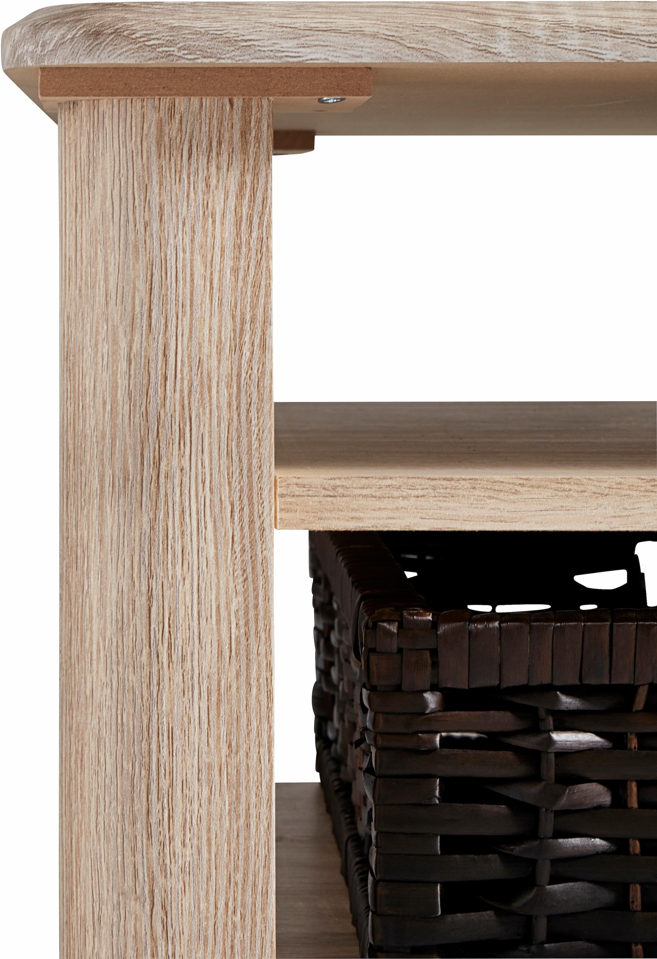 Holz, Line Körbe als BAUR Couchtisch, 2 | PRO aus 2 Ablagefächer, rechteckig Ablageböden, kaufen