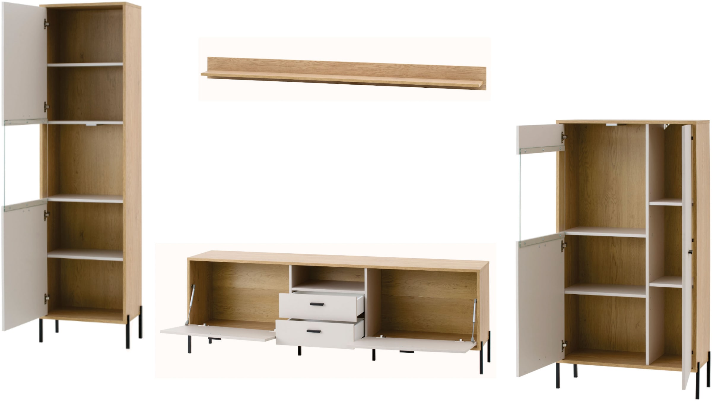 Home affaire Wohnwand »Fredericia, moderne Anbauwand, Komplettset in Kaschmir« Set, 4 Stk. tlg.