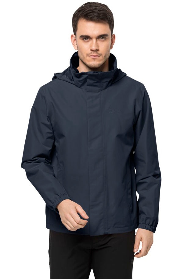 Jack Wolfskin Regenjacke "STORMY POINT 2L JKT M" mit Kapuze mit Kapuze, hoch geschlossener Ausschnitt, wasserdicht