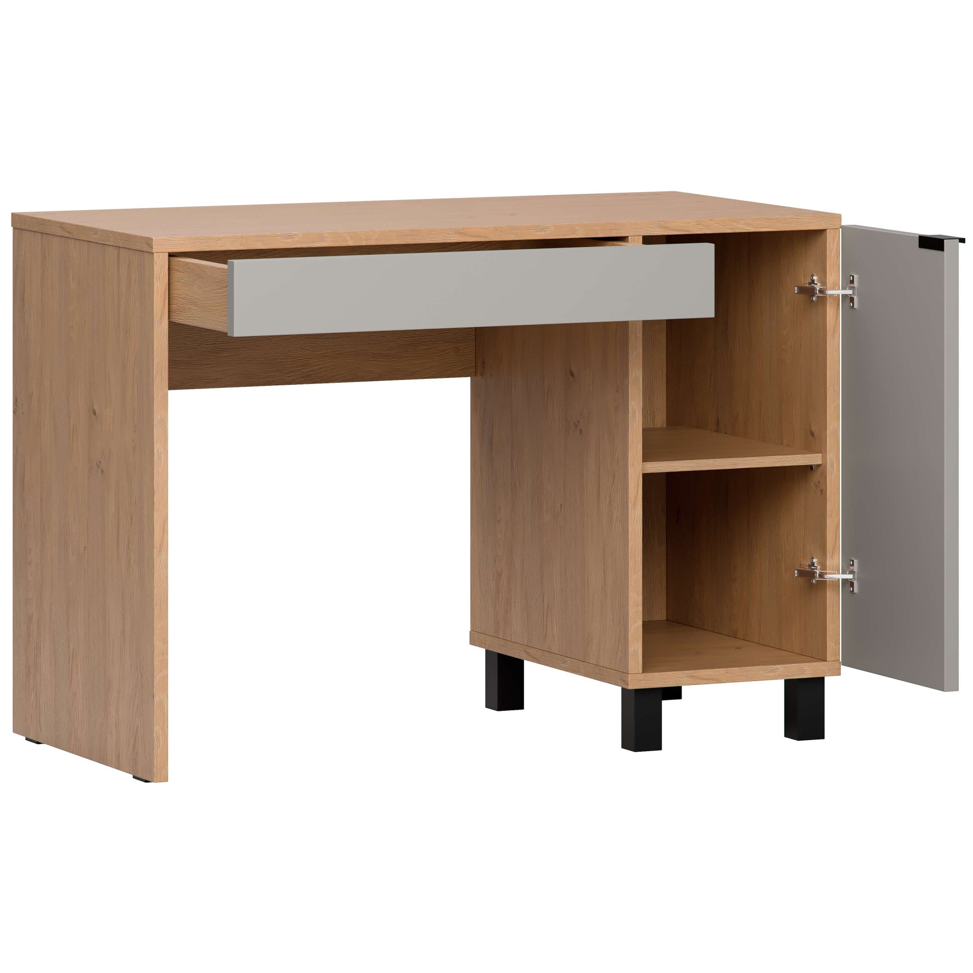 VOX Schreibtisch »SIMPLE Computertisch mit Stauraum, Maße B/T/H: 110/55/86,7 cm«, Bürotisch mit Schublade & Schrank in 3 Farben erhältlich, Metallgriffe