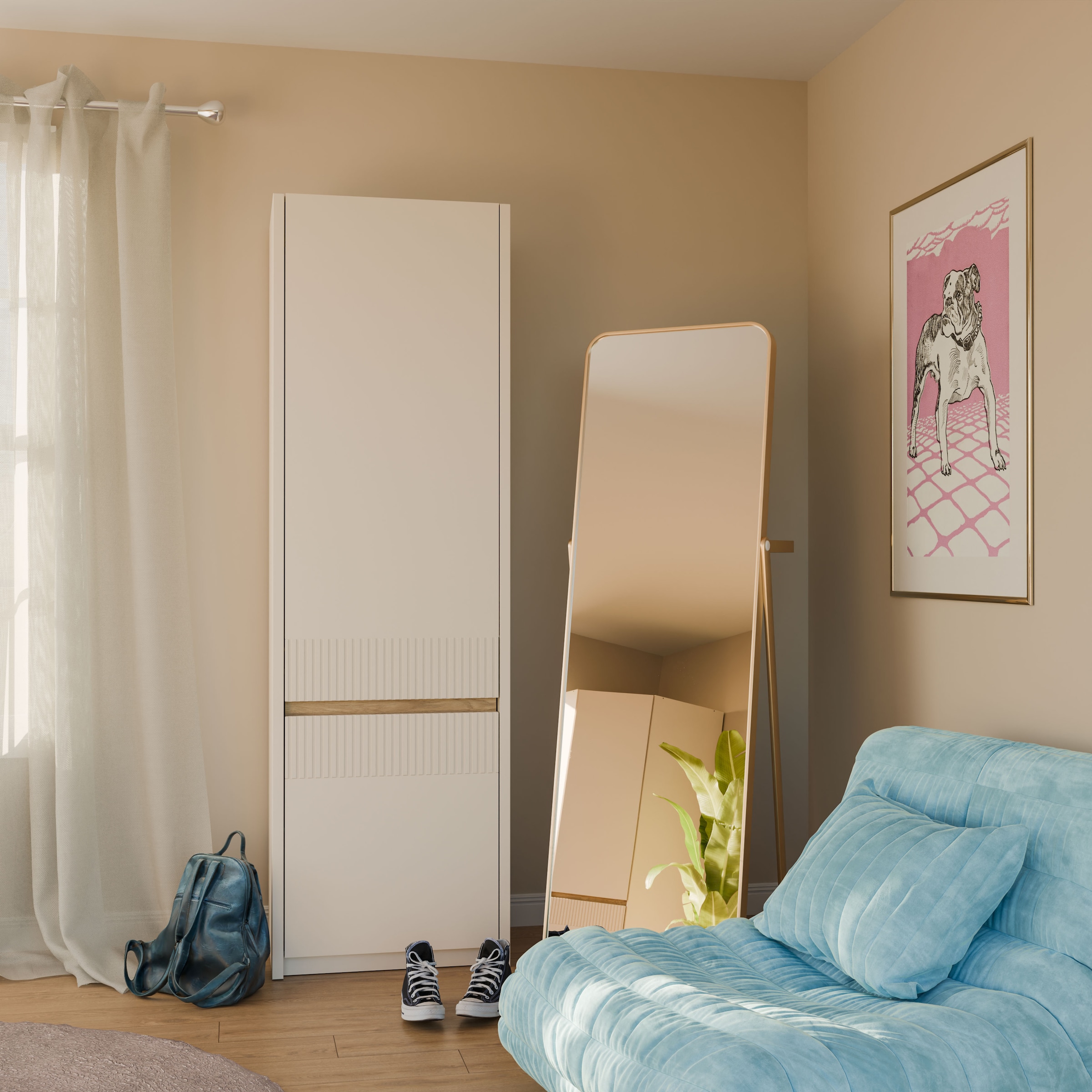 FORTE Drehtürenschrank »Oak Squere« B/H/T 60,6/197,4/41,7 cm/ Softclose, inklusive Beleuchtung