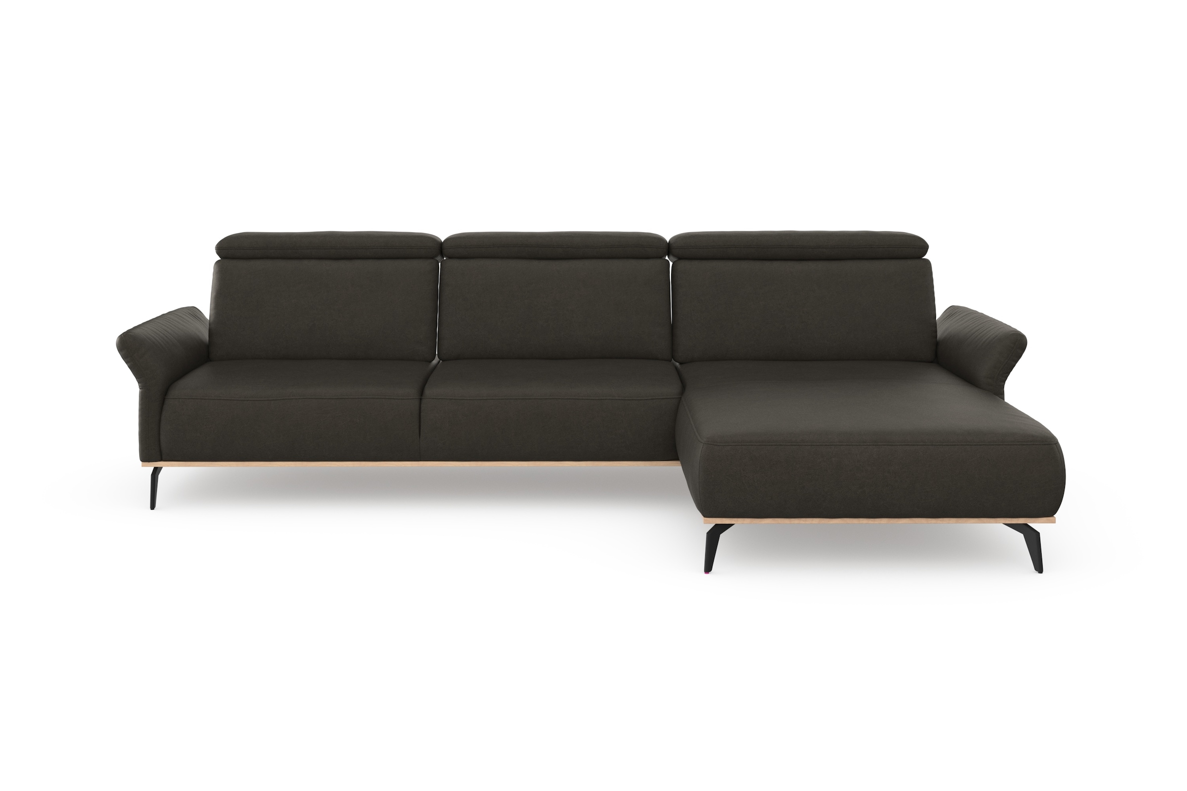 Places of Style Ecksofa »Fjord L-Form«, massiv, wahlweise mit Armlehnfunktion, Kopf- Sitztiefenverstellung