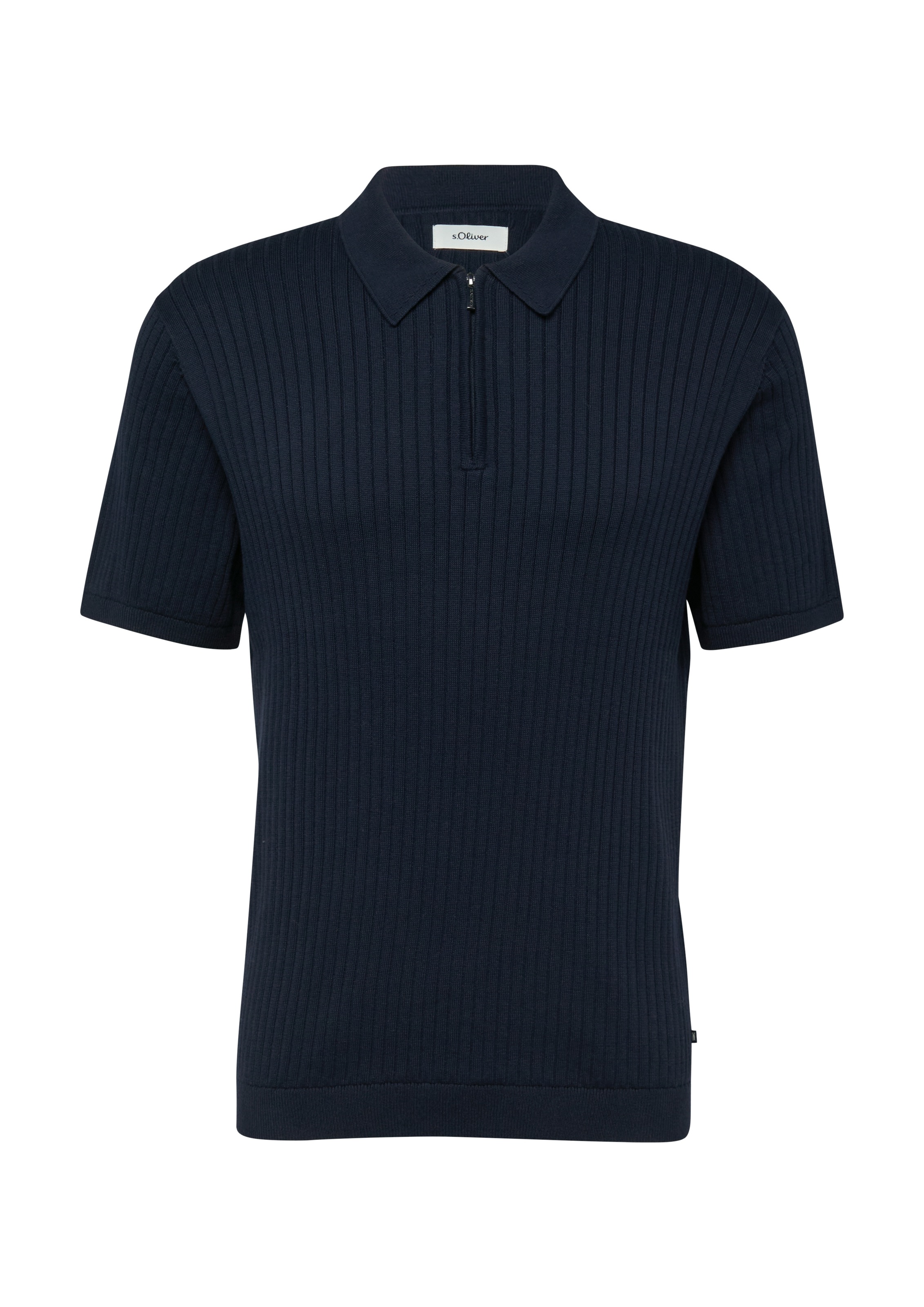 s.Oliver Poloshirt mit Strick-Muster und kurzes Reißverschluss