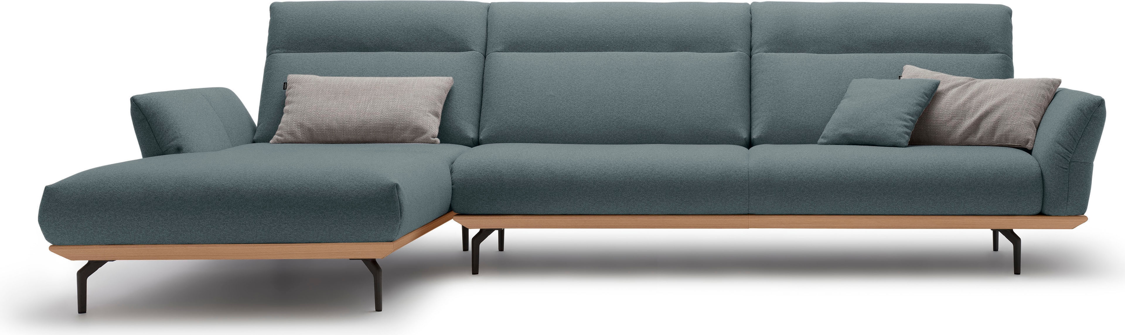 Creation BY ROLF BENZ Ecksofa "CR.460, Design-Sofa der Extraklasse, verstellbare Rückenlehne, L-Form" Sockel in Eiche, Winkelfüße in Umbragrau, Breite 338 cm