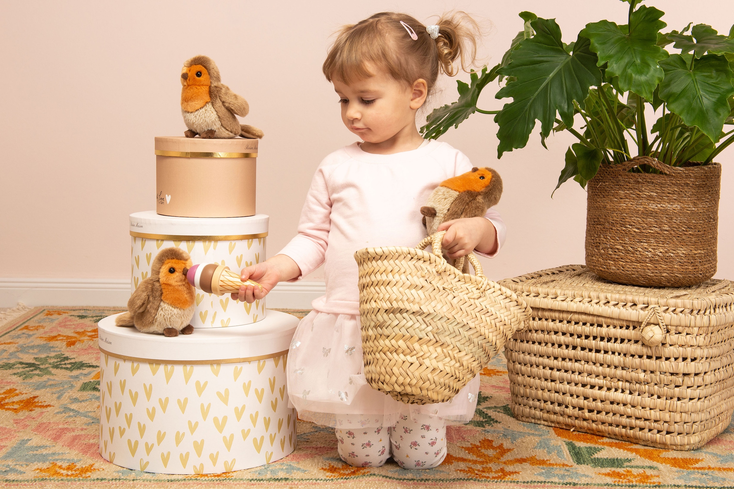 Teddy Hermann® Kuscheltier »Rotkehlchen stehend braun/orange, 15 cm«, zum Teil aus recyceltem Material