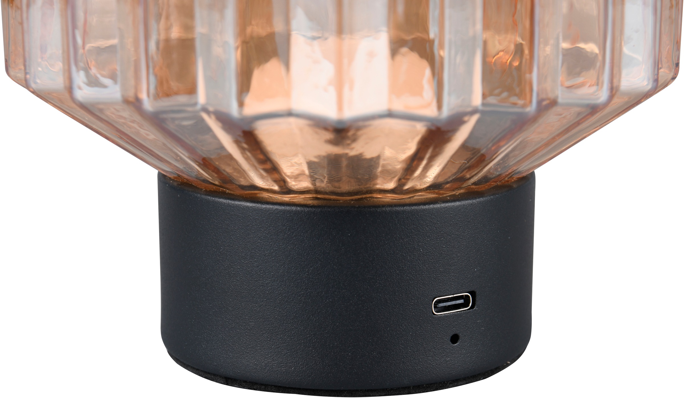REALITY Leuchten LED Tischleuchte »LORD«, 1 flammig, Leuchtmittel LED-Board | LED fest integriert, kabellose Akku Tischlampe, Glasschirm, USB-C Ladekabel, Touchdimmer