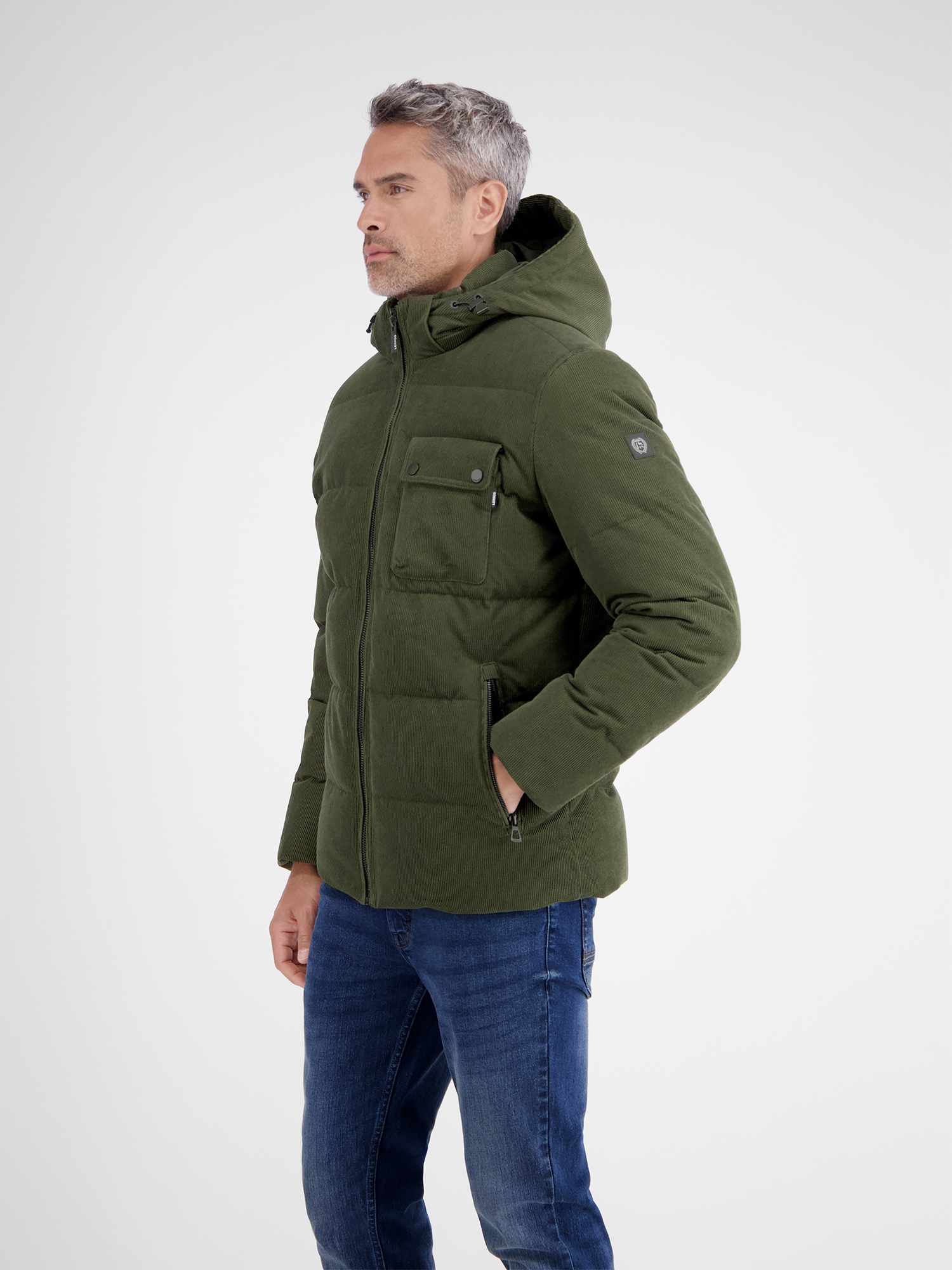 LERROS Steppjacke »LERROS Herren Steppjacke in funktionaler Cord-Optik«, mit Kapuze, Wasser- und windabweisend, atmungsaktiv