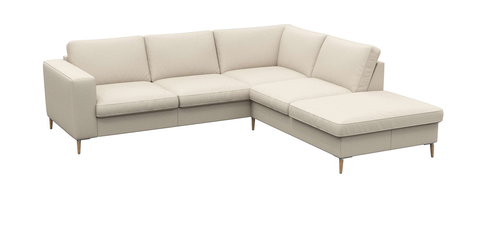 FLEXLUX Ecksofa »Fiore, L-Form«, breite Armlehnen, Füße Alu/Eiche, B/T 241/225 cm, Kaltschaum im Sitz