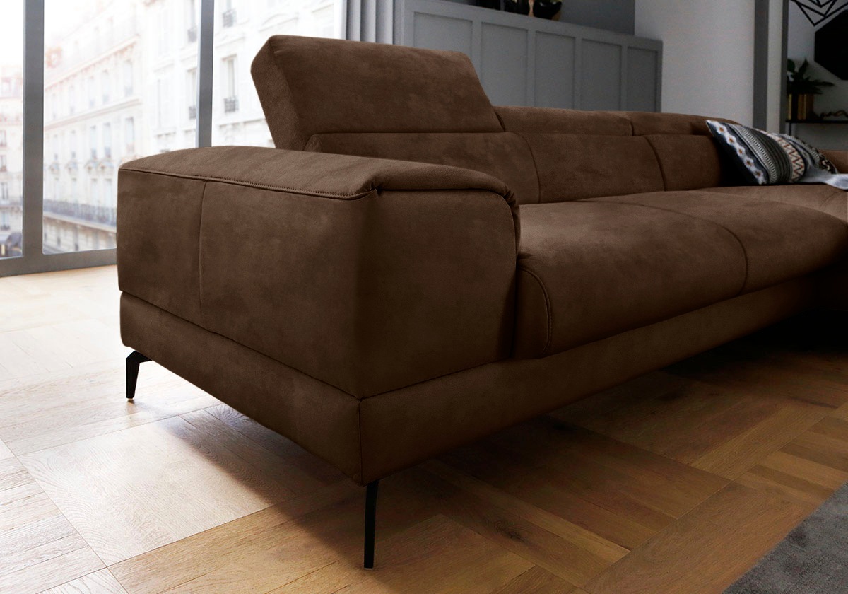 W.SCHILLIG Ecksofa »piedroo, Designsofa mit tollem Sitzkomfort, L-Form«, Kopfteilverstellung, wahlweise mit Sitztiefenverstellung, Breite 303cm