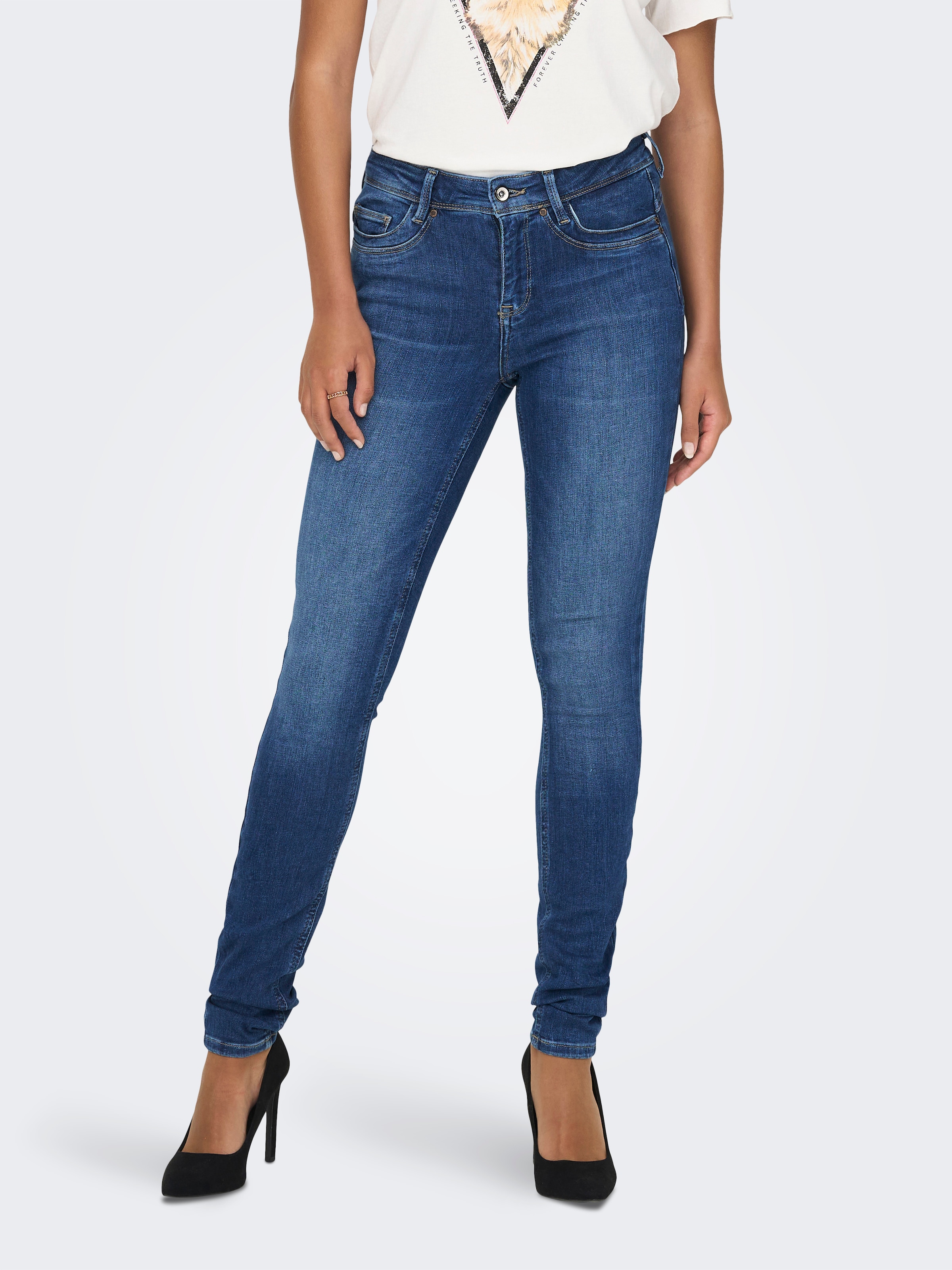 ONLY Skinny-fit-Jeans "ONLBLUSH MID WAIST DB STICHT DNM" günstig online kaufen