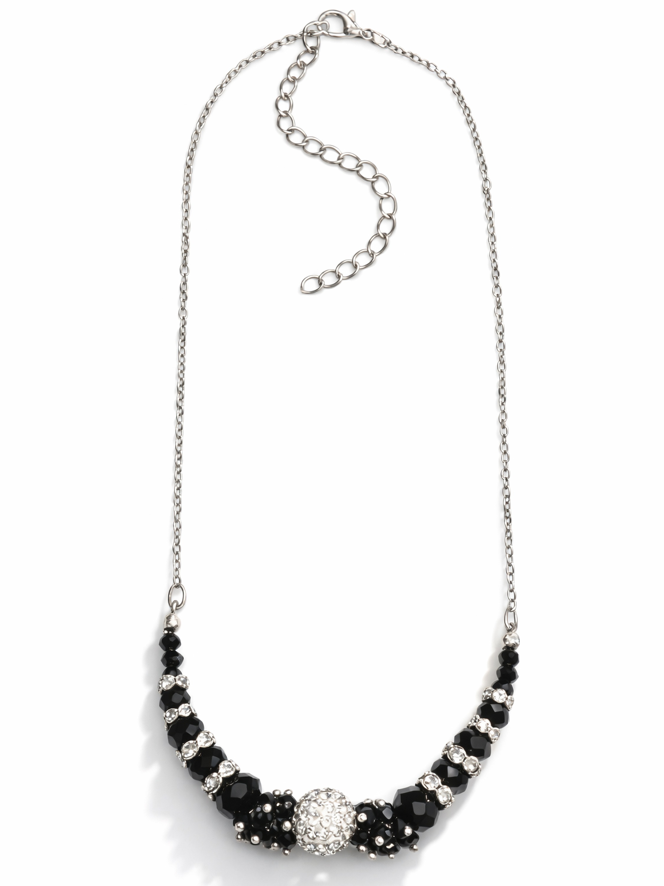 Kette mit Anhänger "Miriam", Damen, Gr. onesize, Glas, schwarz, COLLEZIONE ALESSANDRO, Basic, Halsketten, mit vielen kleinen Glassteinen