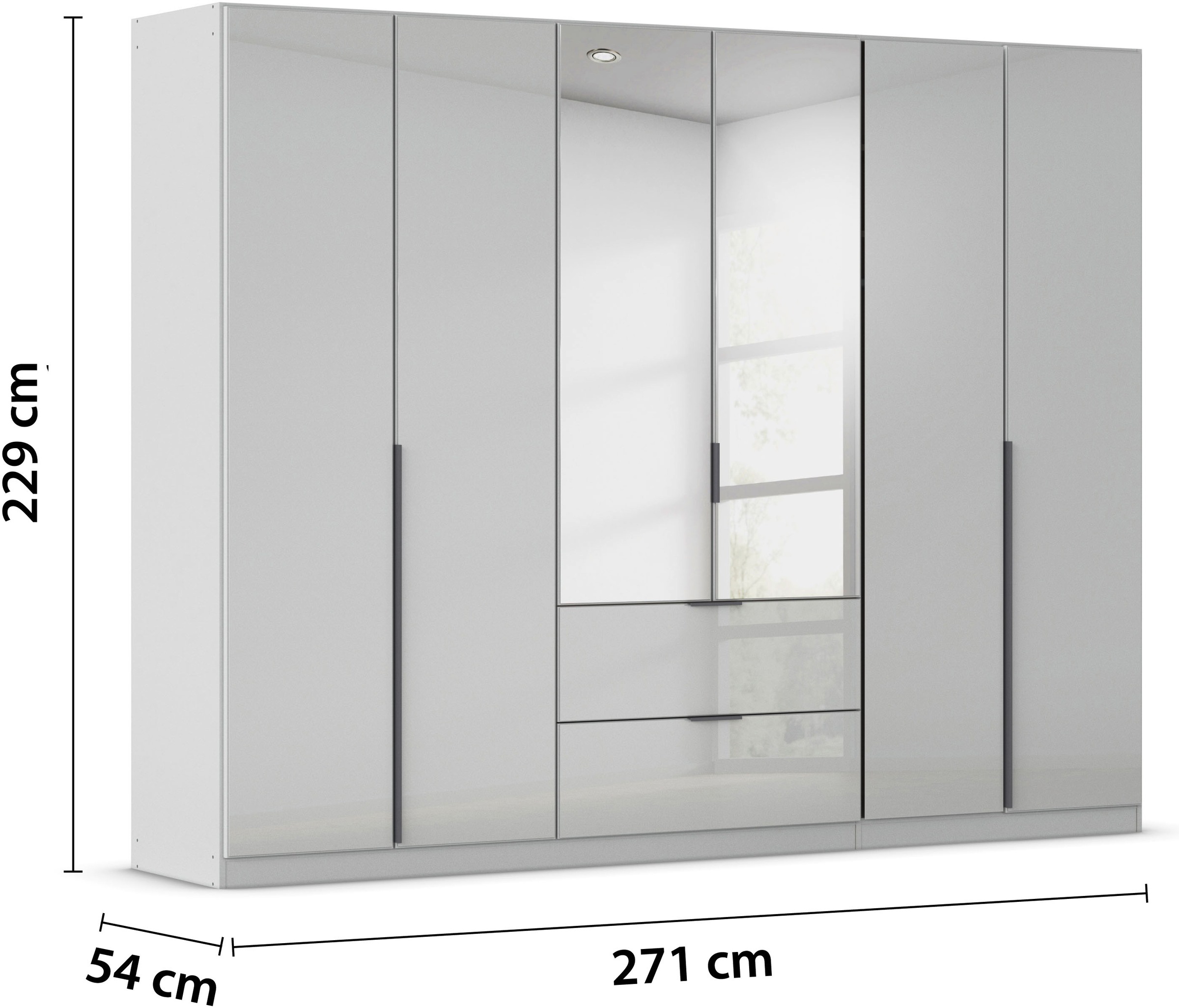 rauch Drehtürenschrank »Kleiderschrank Kleiderschränke Schrank Garderobe AGORDO mit Glasfront«, (in zwei Griff-Farben, Breiten 91-360 cm), mit Außenschubkästen, in 7 Breiten und 2 Höhen MADE IN GERMANY