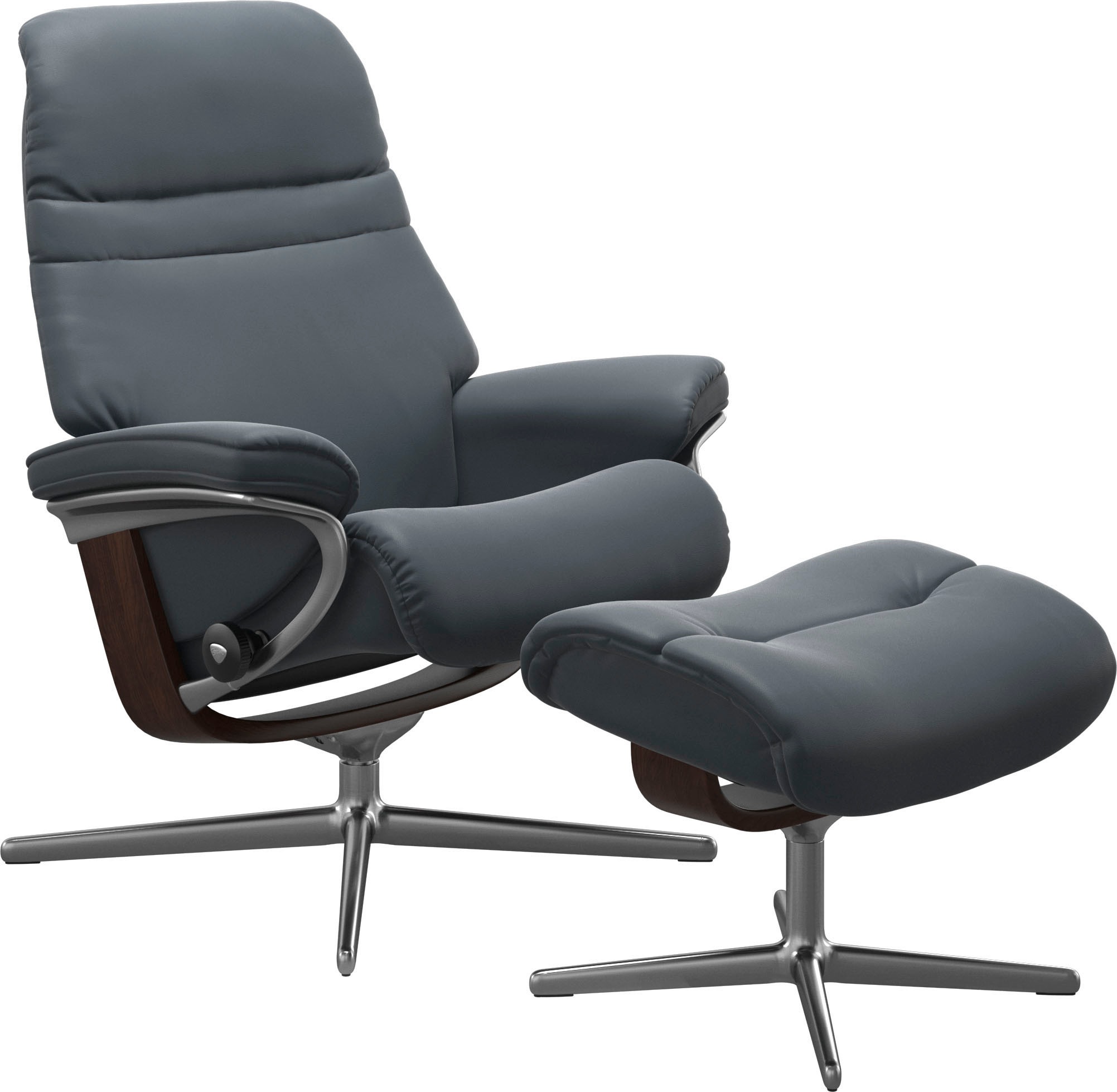 Relaxsessel STRESSLESS "Sunrise", blau (atlantic blau batick), B:92cm H:105cm T:80cm, Leder BATICK: BATICK ist ein leicht korrigiertes, durchgefärbtes und genarbtes Möbelleder, bei dem die meisten Unebenheiten und Spuren in der Regel entfernt wurden., Ses