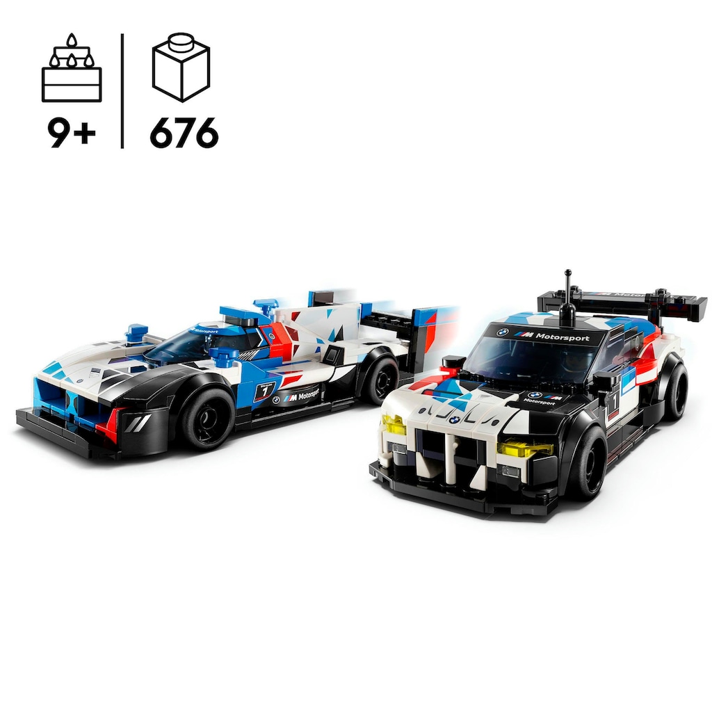 LEGO® Konstruktionsspielsteine »BMW M4 GT3 & BMW M Hybrid V8 Rennwagen (76922), LEGO® Speed Champions«, (676 St.)
