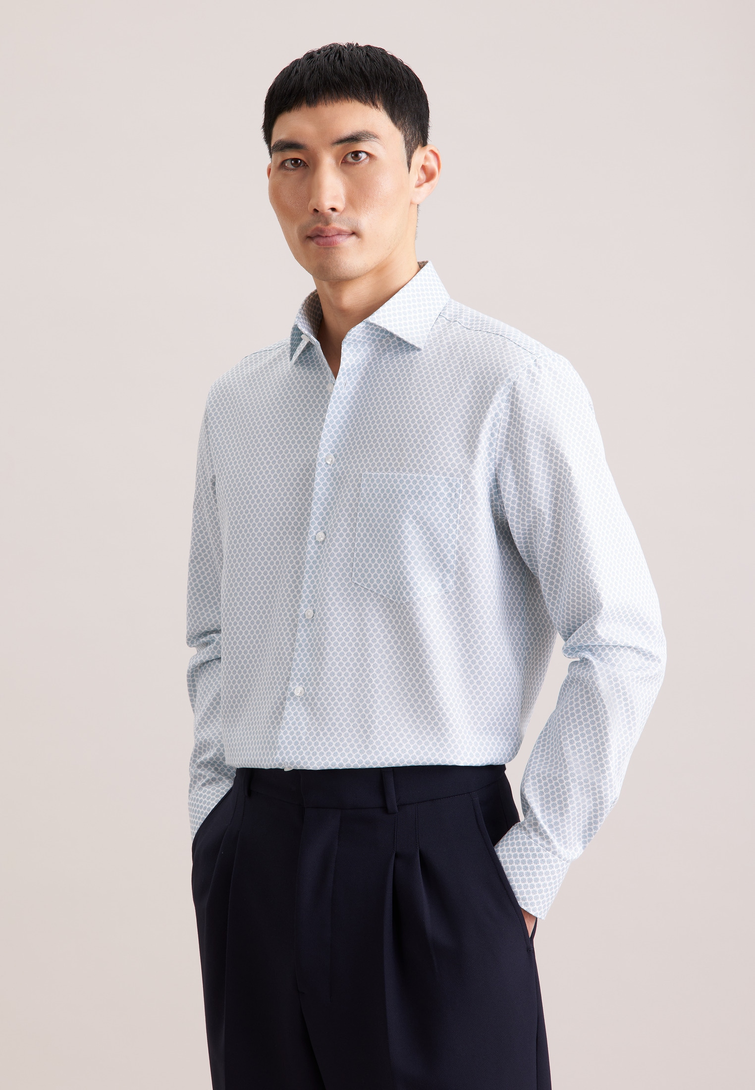 seidensticker Businesshemd "Schwarze Rose" Regular 1/1 Kentkragen Druck günstig online kaufen