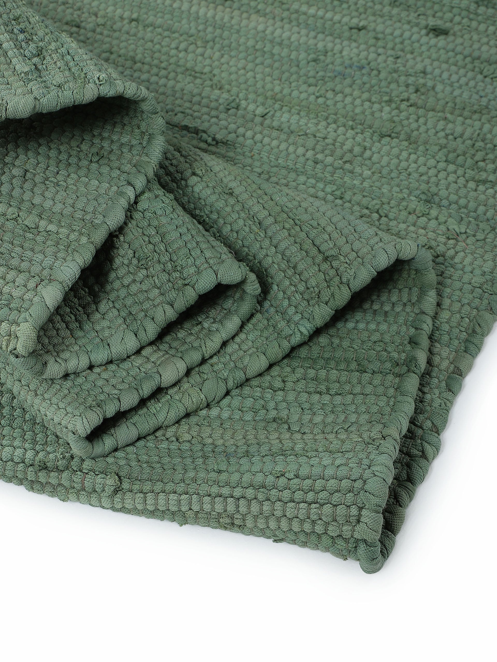 carpetfine Teppich »Kelim Chindi uni«, rechteckig, 5 mm Höhe, Wendeteppich, reine Baumwolle, handgewebt, Uni-Farben, mit Fransen