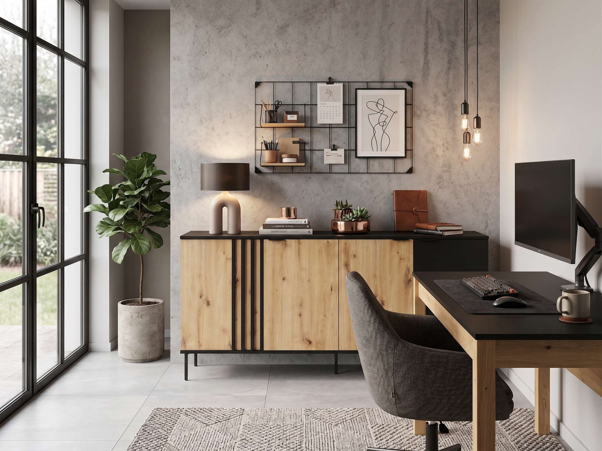 OTTO home Kommode »AELLOR Sideboard mit 4 Türen, viel Stauraum« Schubkastenkommode mit 6 Fächer, modernes Design