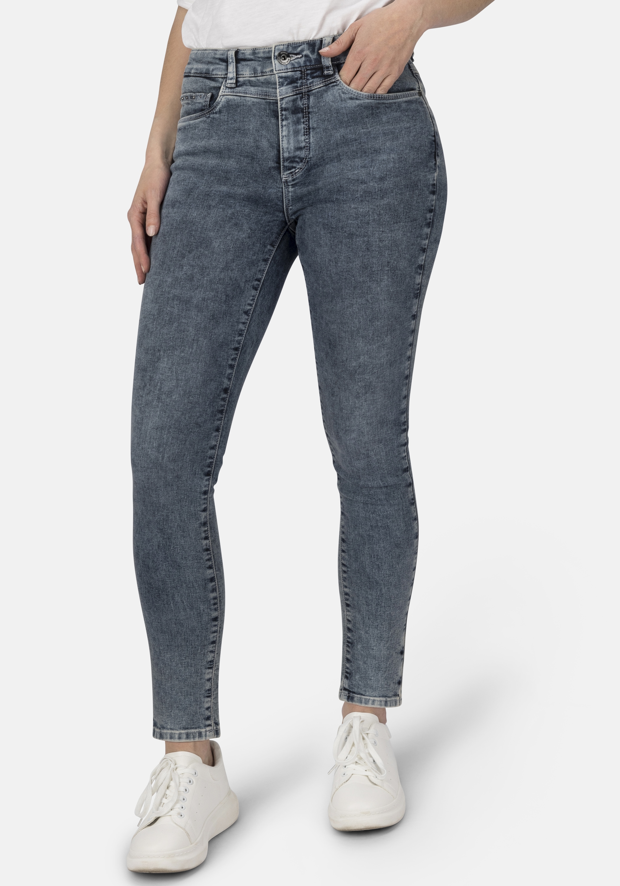 STOOKER WOMEN 5-Pocket-Jeans »Rio bluegrey Skinny Fit«, Skinny Fit Casual Clean Wash Denim Jeans für Damen
