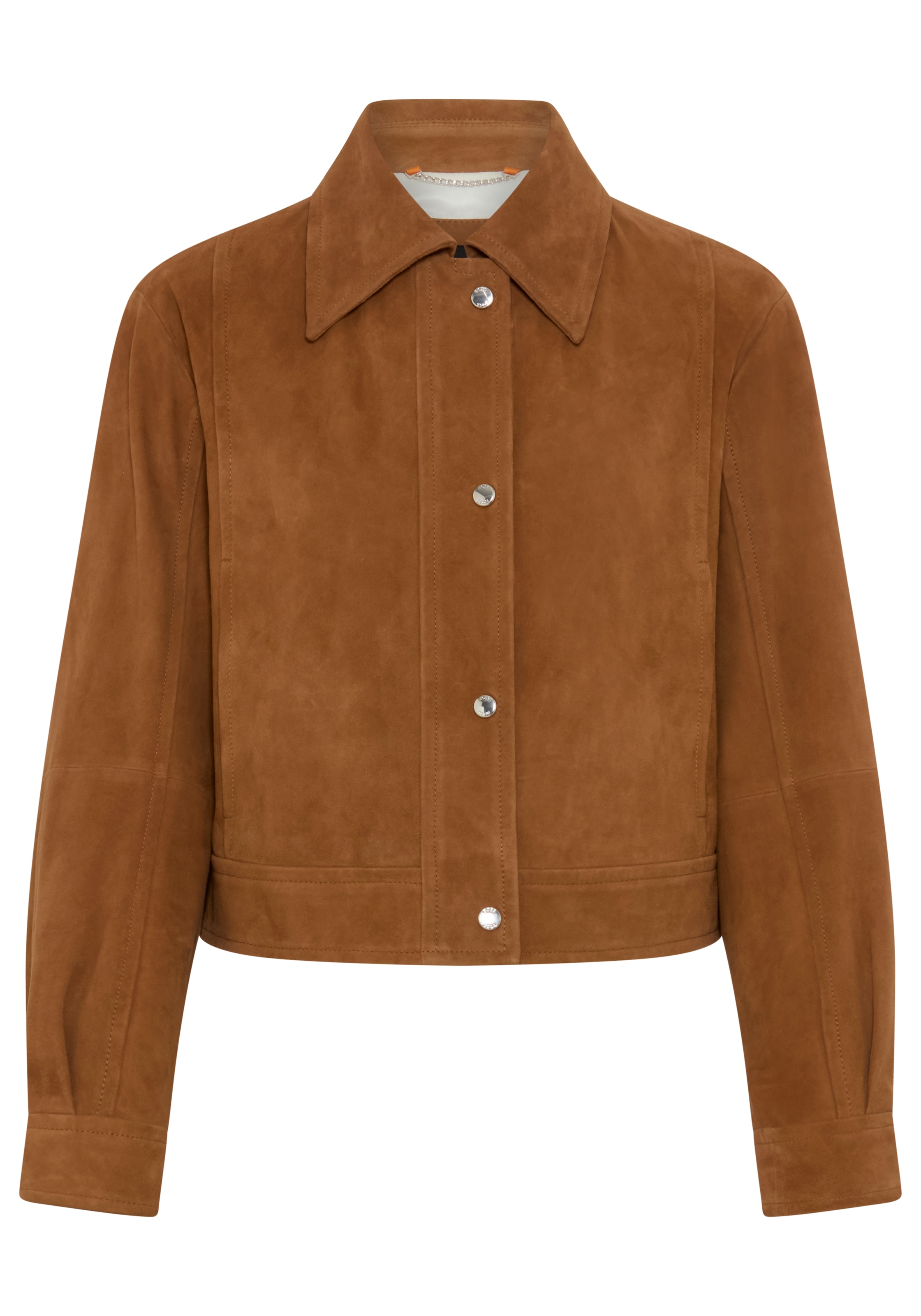 BOSS ORANGE Lederjacke "Salisa Premium Damenmode" Blouson aus Veloursleder