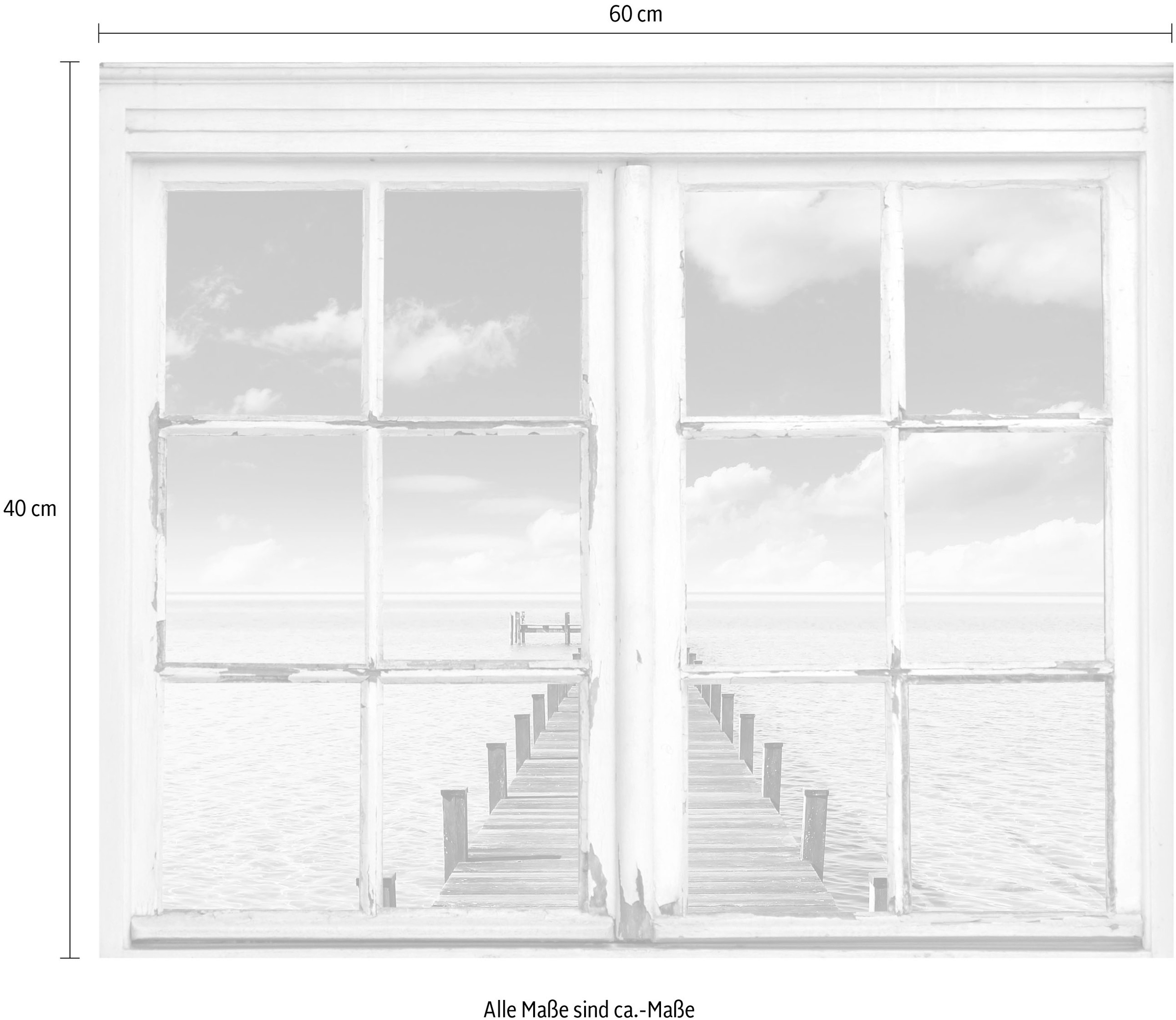 queence Wandsticker »Steg ins Meer«, Wandsticker, Wandbild, selbstklebend, Meer, Wasser, Steg