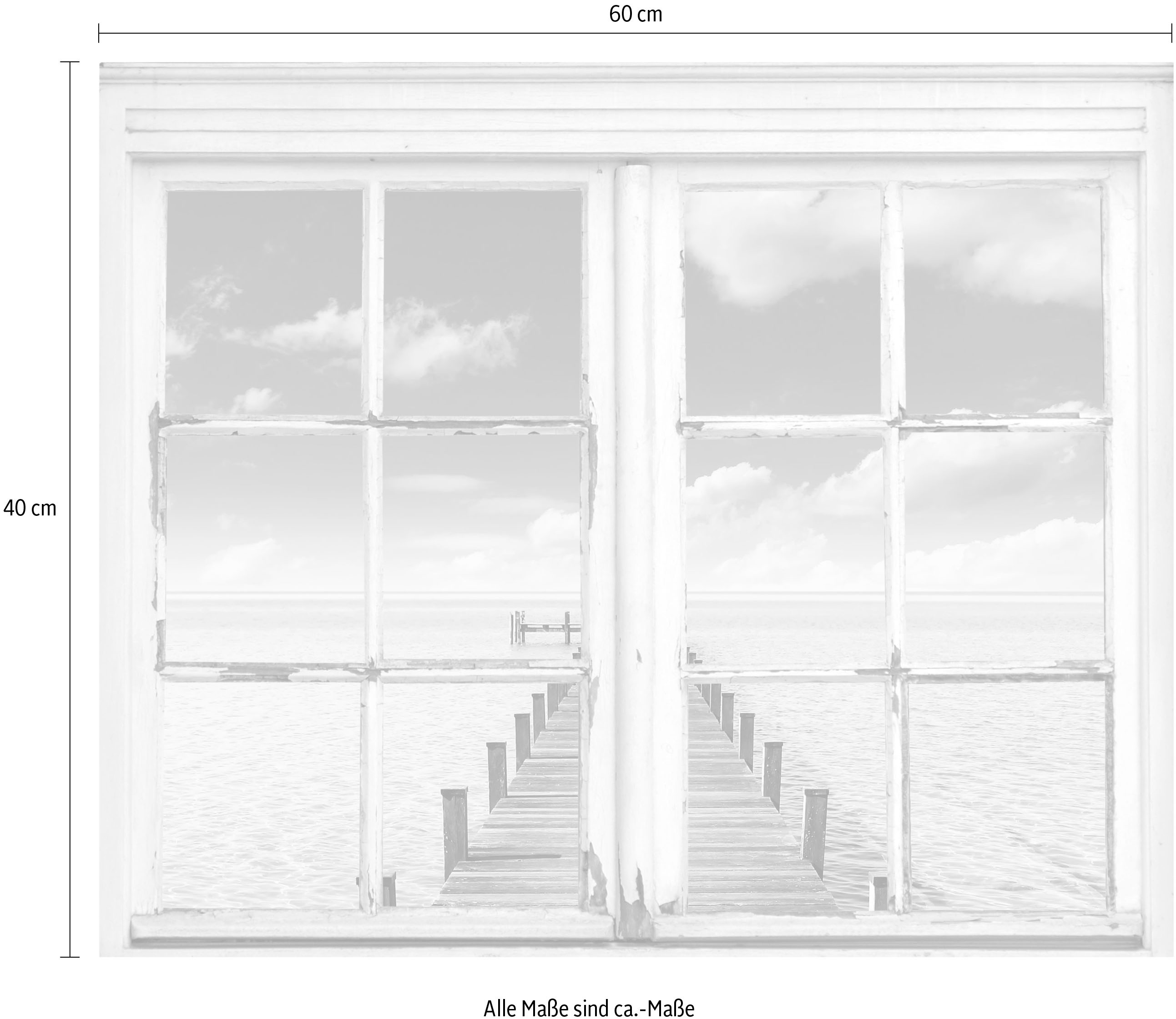 Thumbnail - queence Wandsticker "Steg ins Meer", Wandsticker, Wandbild, selbstklebend, Meer, Wasser, Steg
