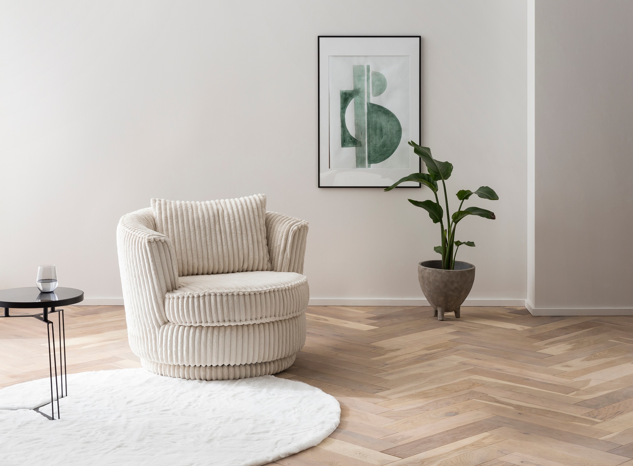 Home affaire Drehsessel "MAISIE Cord, Lese-Sessel, Love Seat," trendige Stoffe MEGA CORD und Web-Velours, 360 Grad drehbar