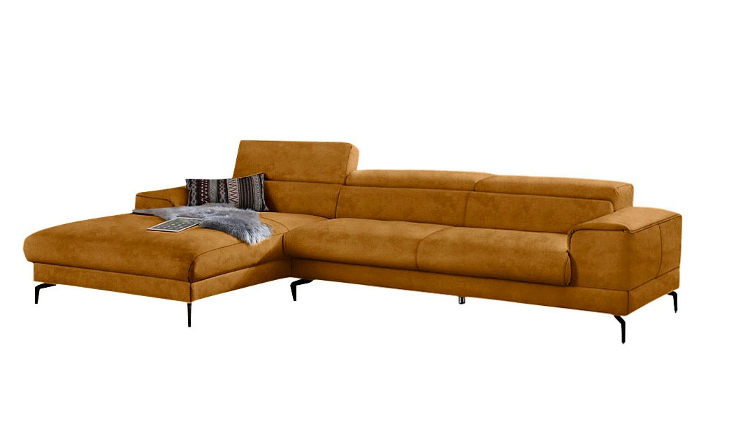 W.SCHILLIG Ecksofa »piedroo, Designsofa mit tollem Sitzkomfort, bequem, L-Form«, Kopfteilverstellung, wahlweise mit Sitztiefenverstellung, Breite 343cm