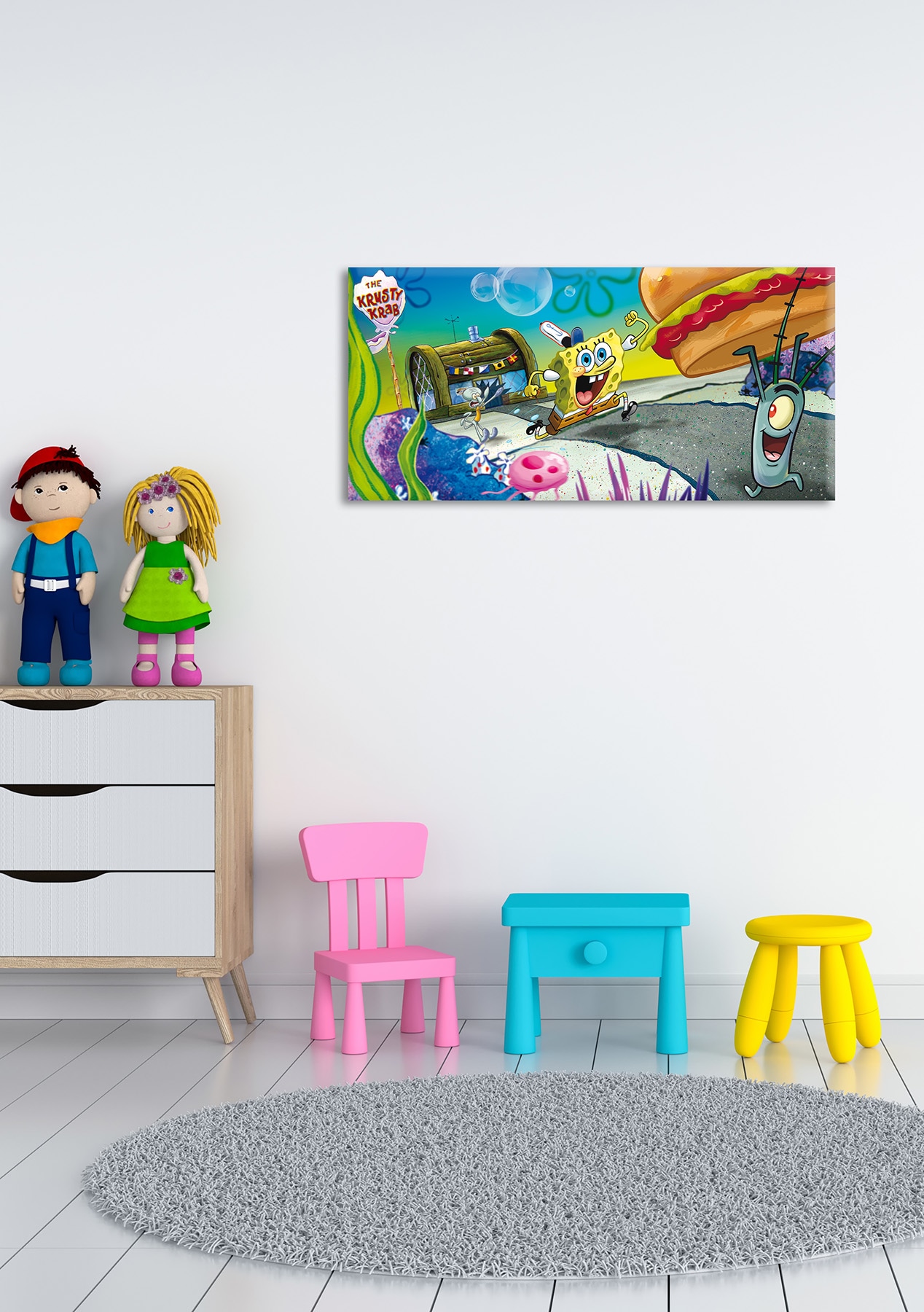 Bönninghoff Leinwandbild »Wandbild SPONGEBOB BURGERHEIST 33x70 cm – Leinwandbild Keilrahmen Deko« Filmfiguren | Serien 1 Stk. tlg. auf Keilrahmen gespannt