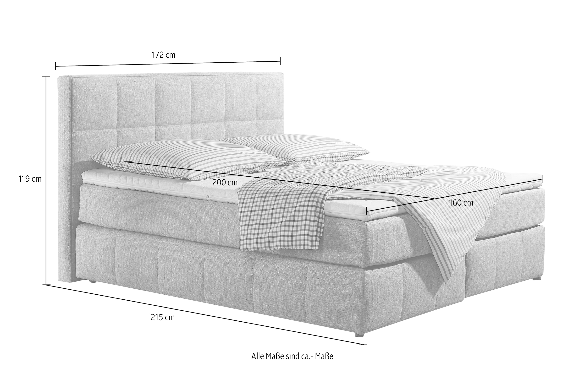 INOSIGN Boxspringbett »Casano«, mit feiner Steppung, in 3 Matratzenarten, 2 Härtegraden und 5 Farben