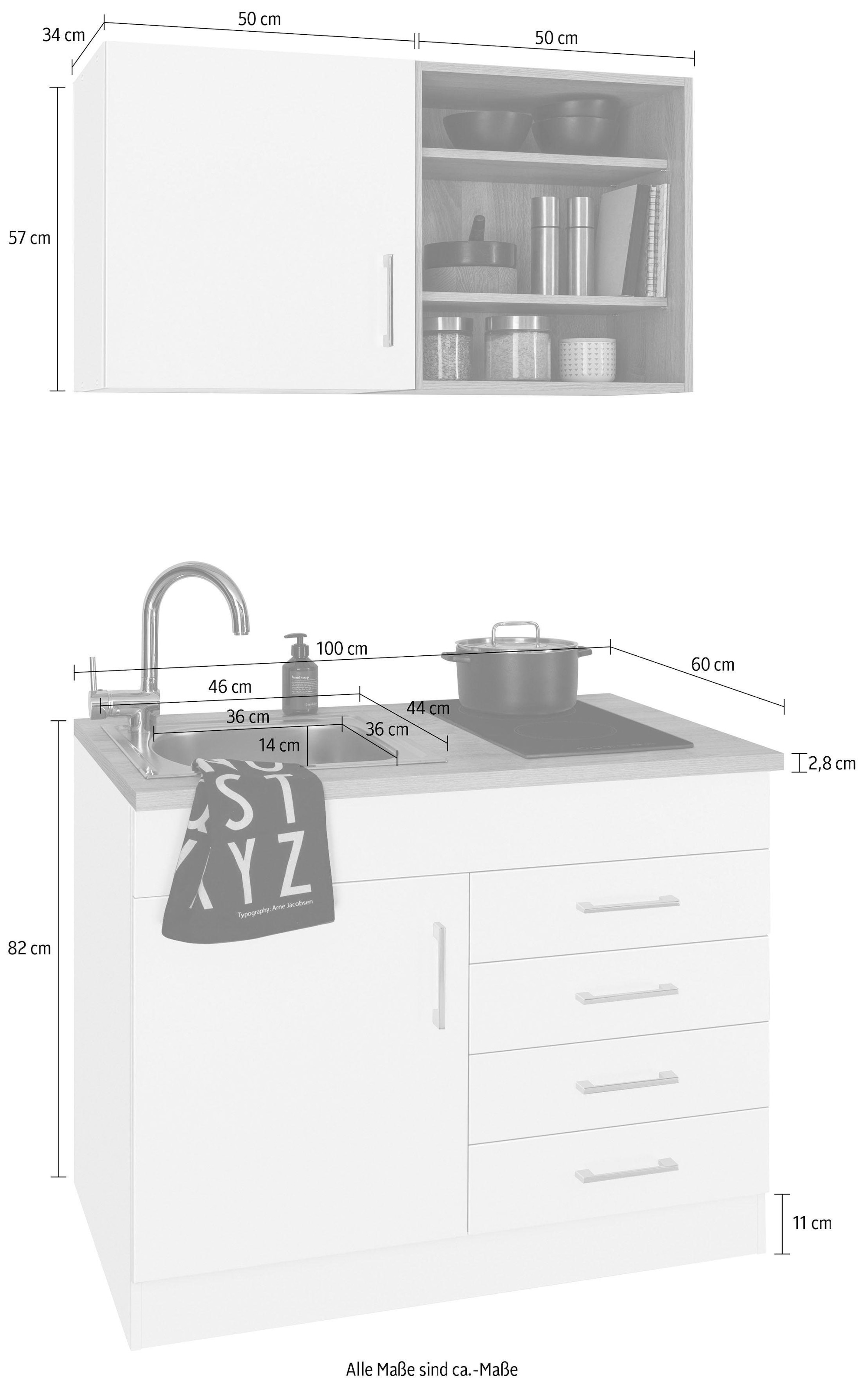 HELD MÖBEL Küche »Mali«, wahlweise | 100 cm, Breite mit BAUR E-Geräten
