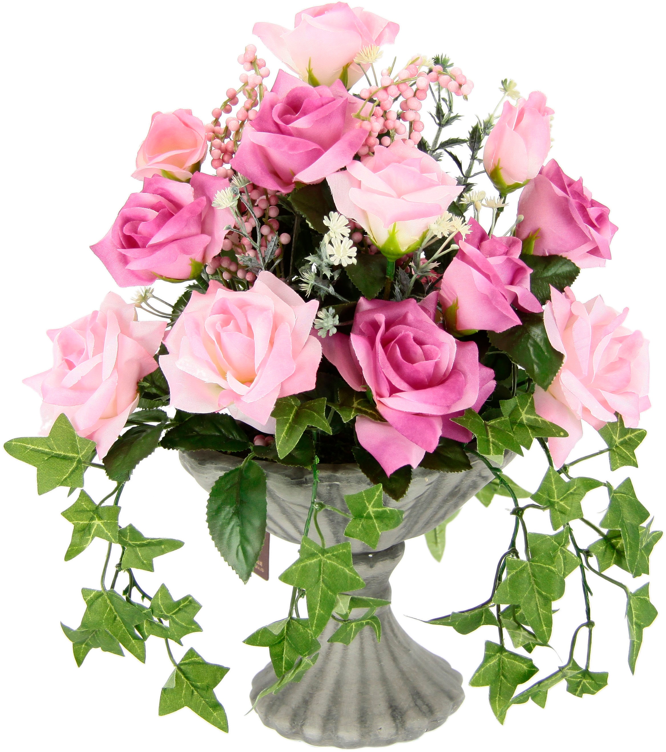 I.GE.A. Kunstblume | BAUR Pokal Blumen Künstliche aus bestellen Grabschmuck Keramik Im »Rosen«, Rose