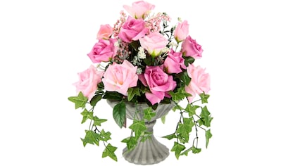 I.GE.A. Kunstblume »Rosen«, Im Pokal aus Keramik Grabschmuck Künstliche Blumen Rose kaufen