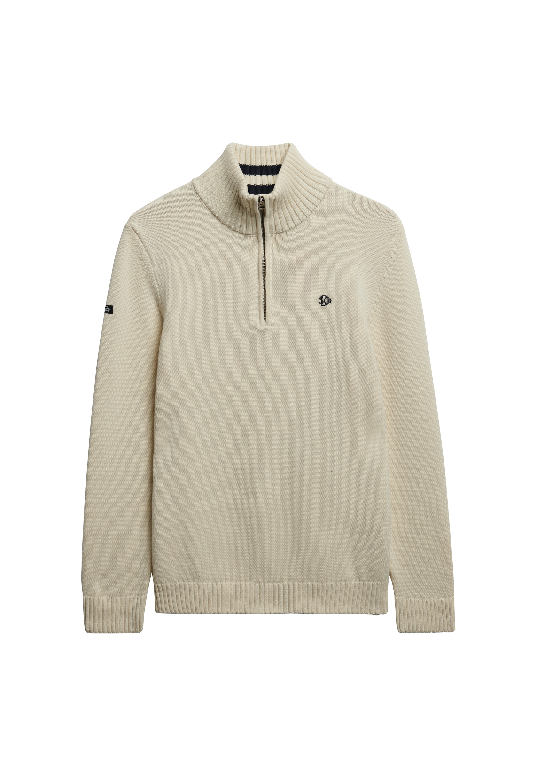 Superdry Strickpullover »COTTON KNIT HENLEY« aus Baumwolle, Slim Fit, mit Stehkragen, hüftlange Form, pflegeleicht
