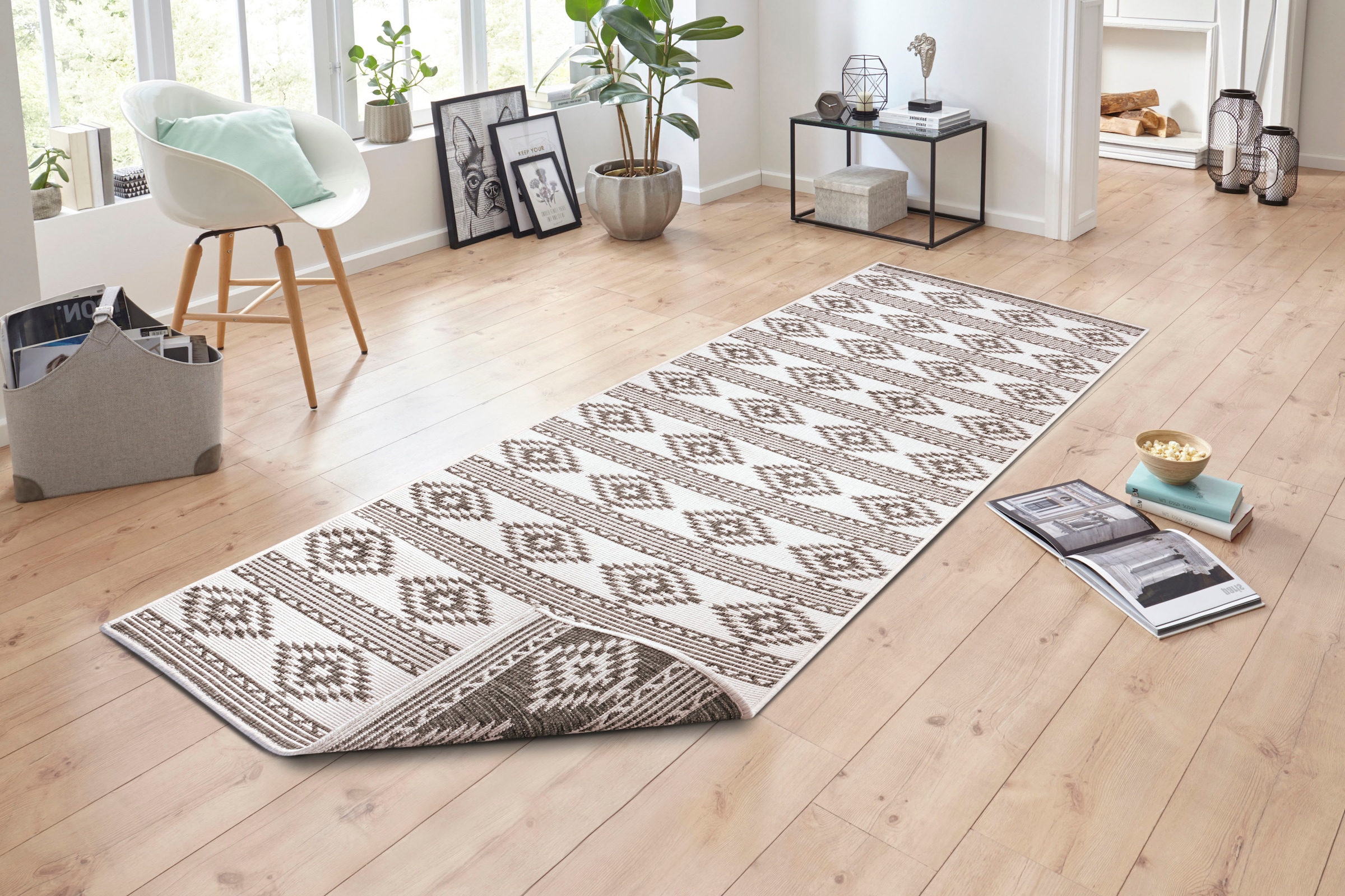 freundin Home Collection Läufer »Maple«, rechteckig, 5 mm Höhe, Flachgewebe WendbarRauten Design, Pflegeleicht