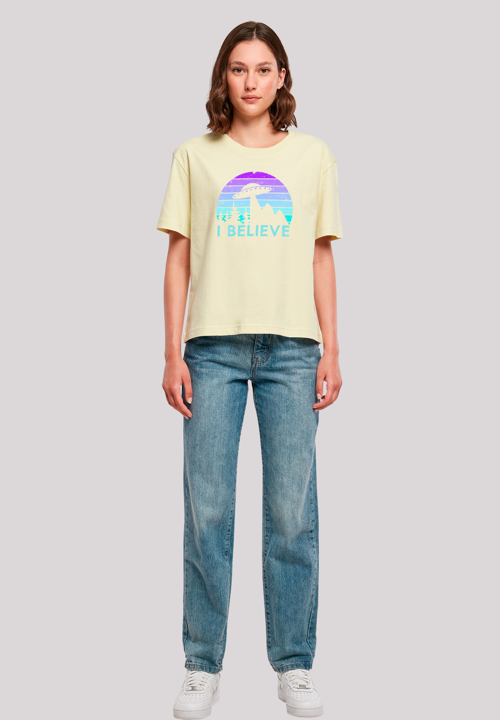 F4NT4STIC T-Shirt »I BELIEVE UFO Alien Raumschiff Retro«, Premium Qualität