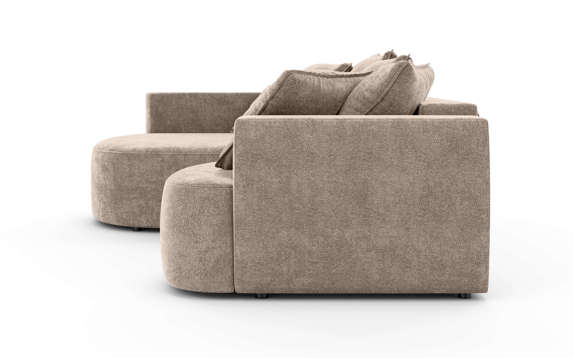 INOSIGN Ecksofa »Kahekili, Schlafsofa mit Bettkasten, Maße B/T/H: 255/181/90/ cm«, L-Form mit Wellenunterfederung, 7 Rückenkissen und 2 Zierkissen