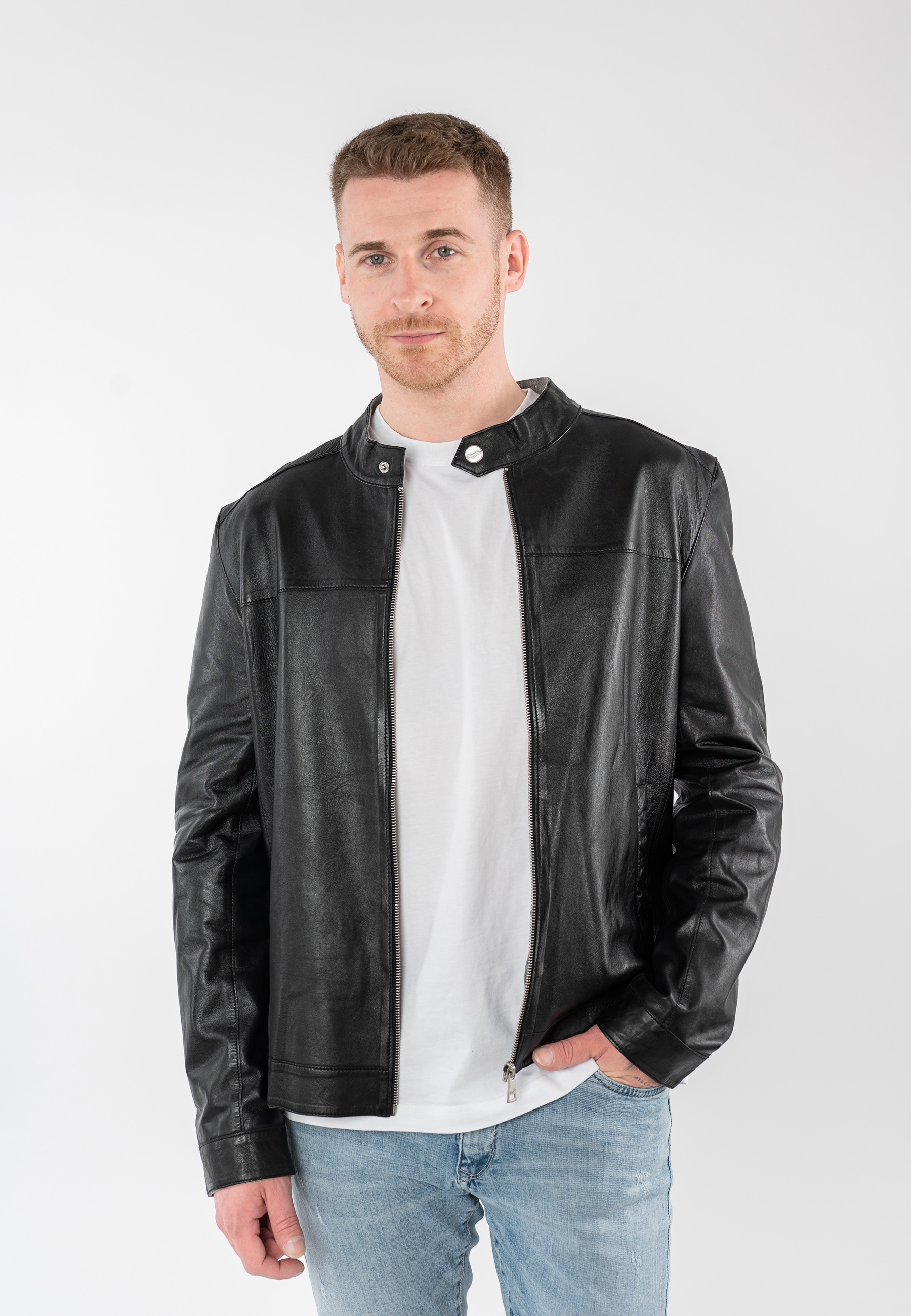 Mauritius Lederjacke "MMOrlando" mit Bikerkragen günstig online kaufen