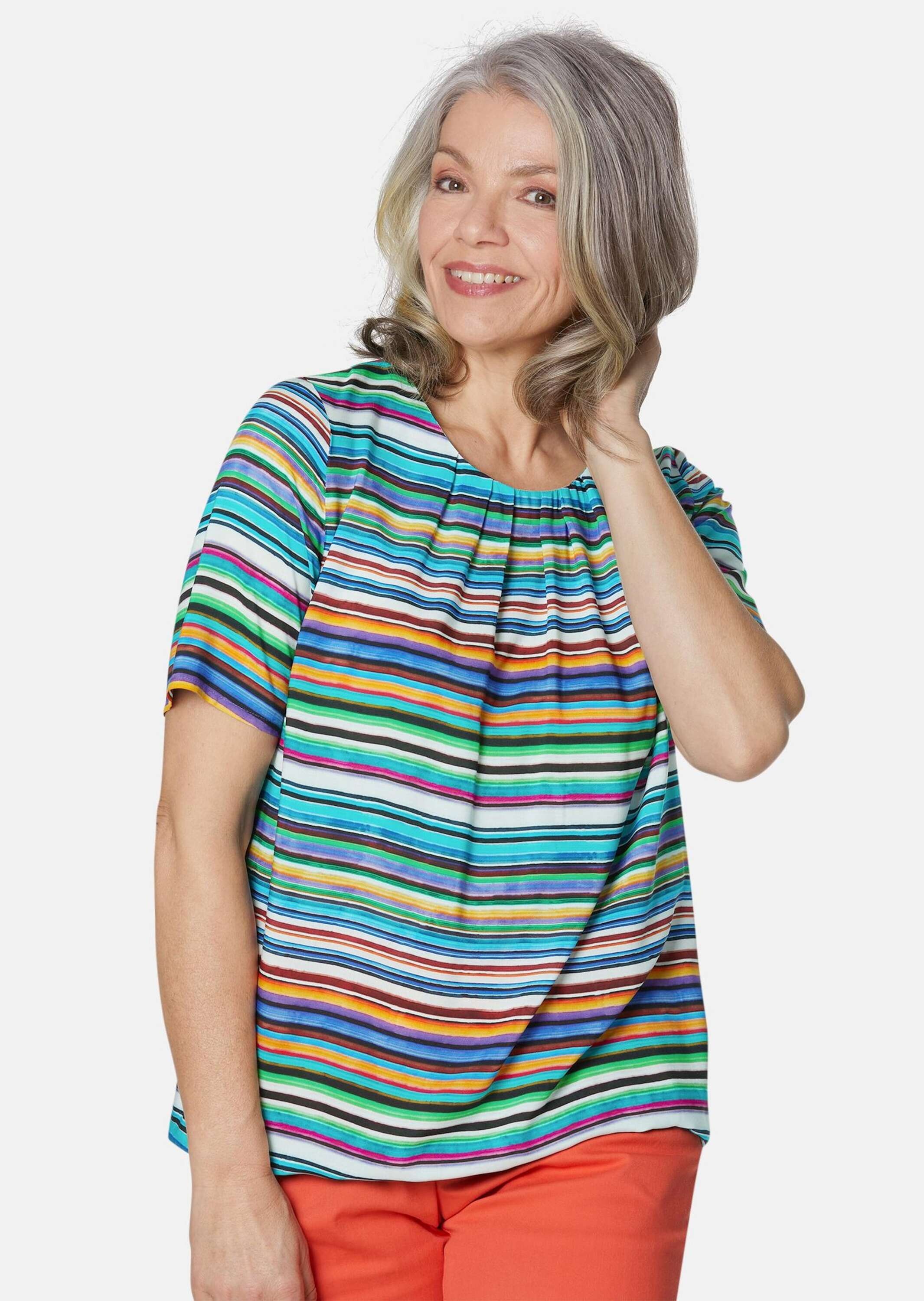 GOLDNER Druckbluse "Kurzgröße Druckbluse mit liebevollen Details" Ohne günstig online kaufen